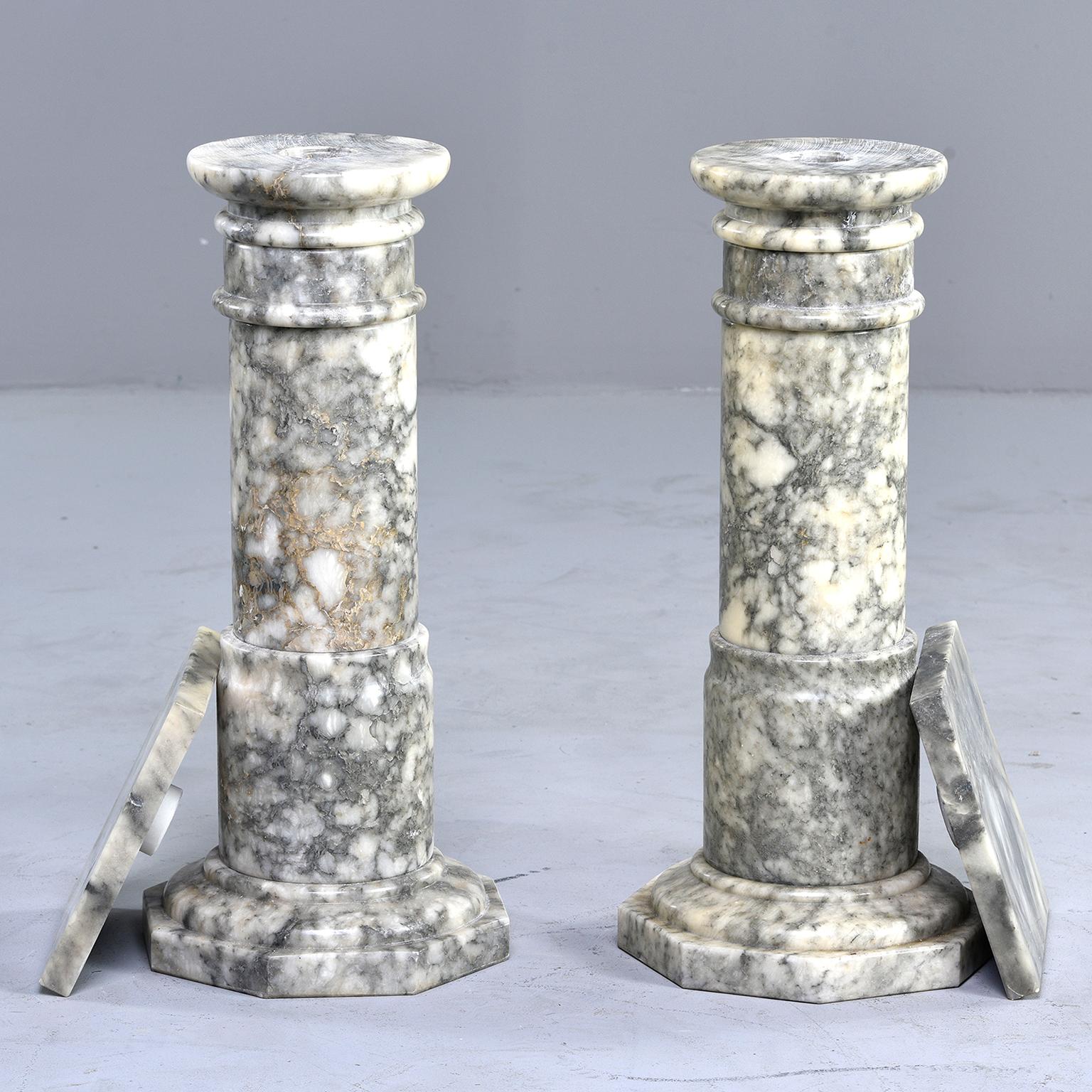 Classical Greek Pair of  Italian Carved Marble Columns