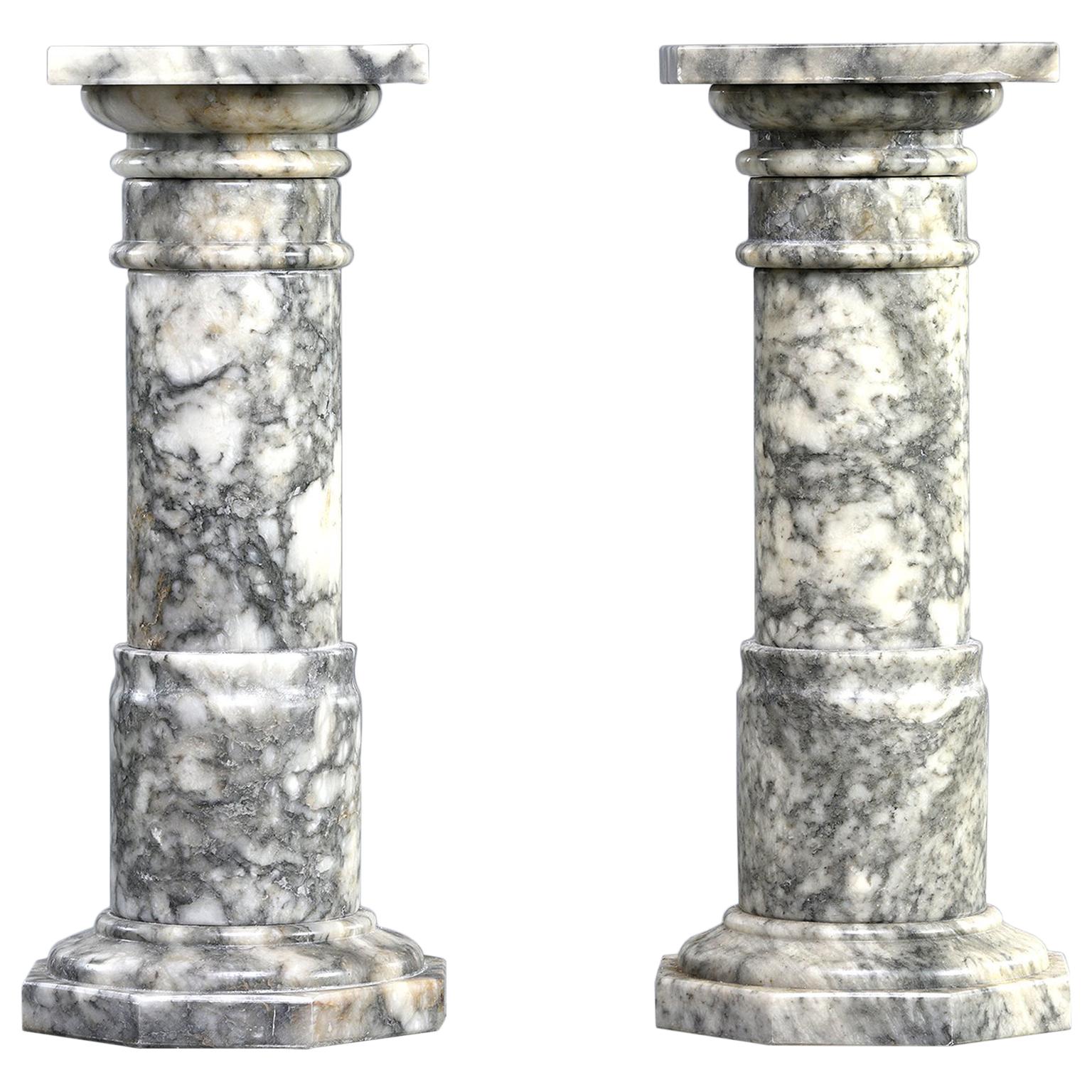 Pair of  Italian Carved Marble Columns