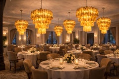 Pair Italian Chandeliers in Murano Glass