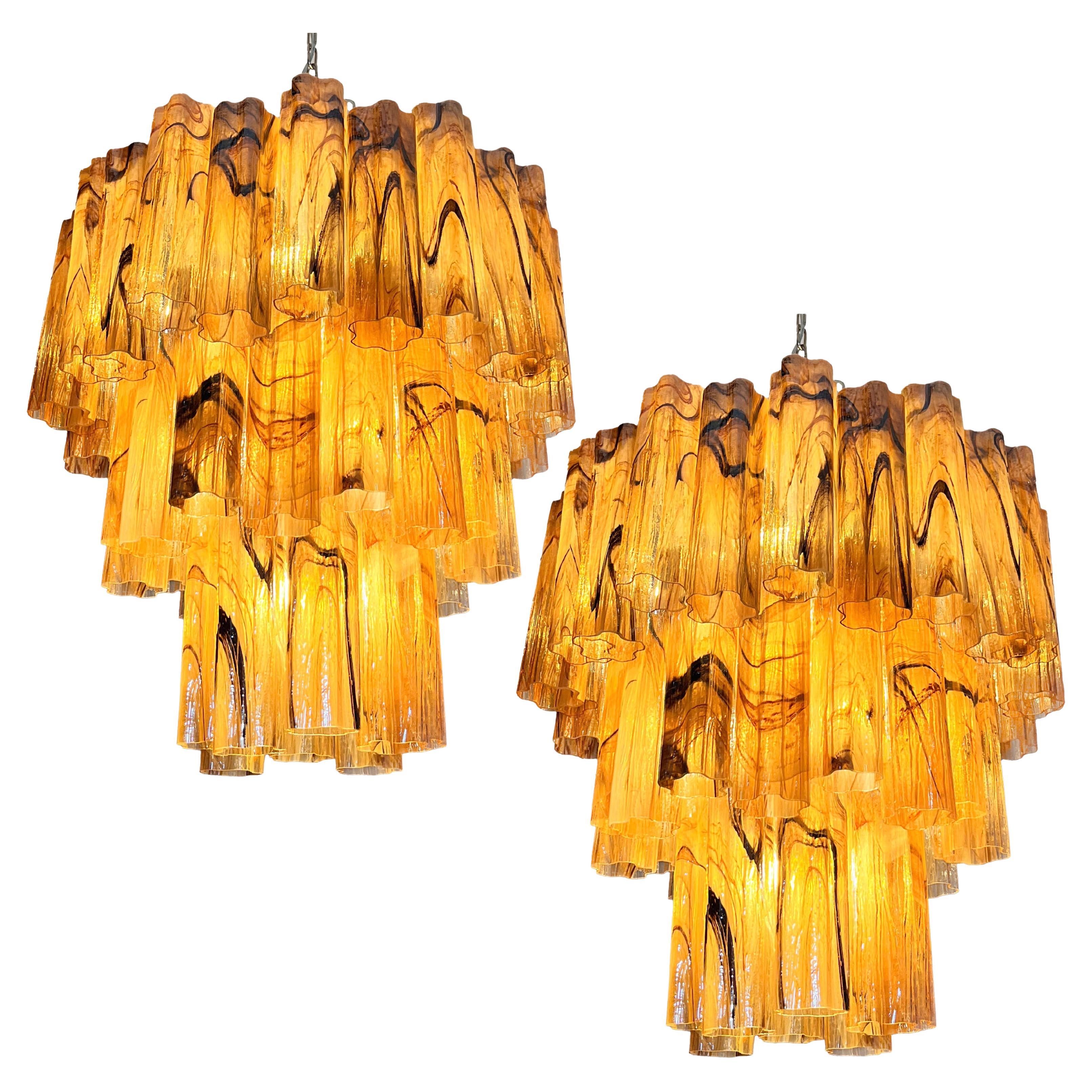 Pair Italian Chandeliers in Murano Glass
