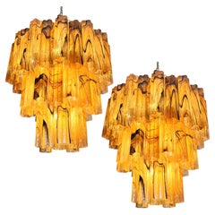 Pair Italian Chandeliers in Murano Glass