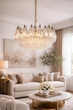 Coppia di lampadari italiani in vetro di Murano