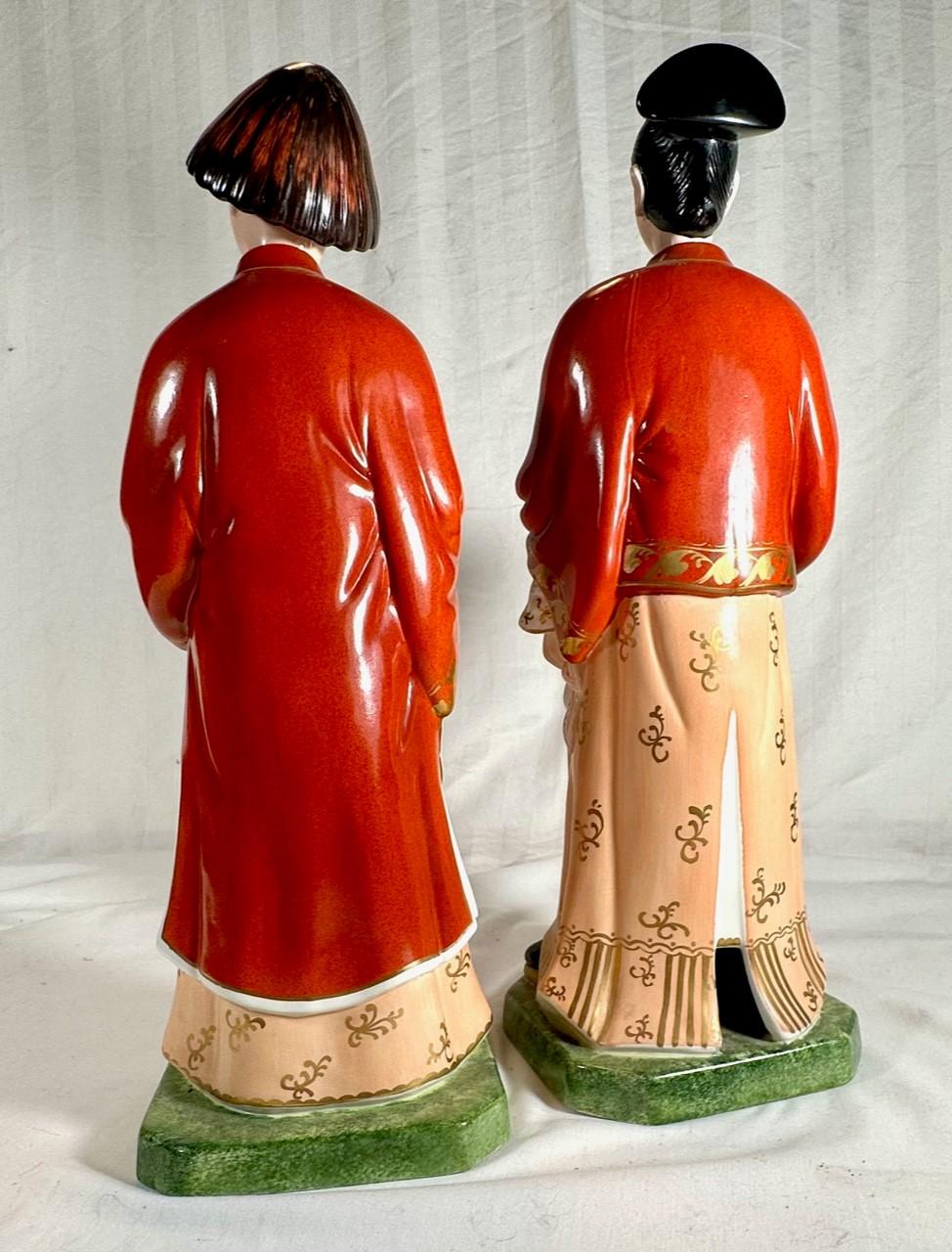 Pair Italian Chinoiseries Porcelain Nodding Head Figures, Mottahedeh, Italy. For Sale 4