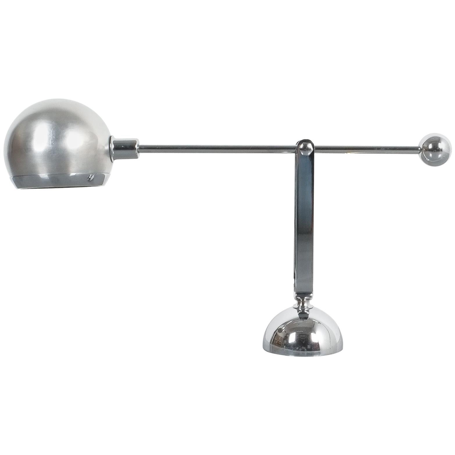 Pair of Italian Chrome Counterweight Table Lamp by Sergio Asti 4