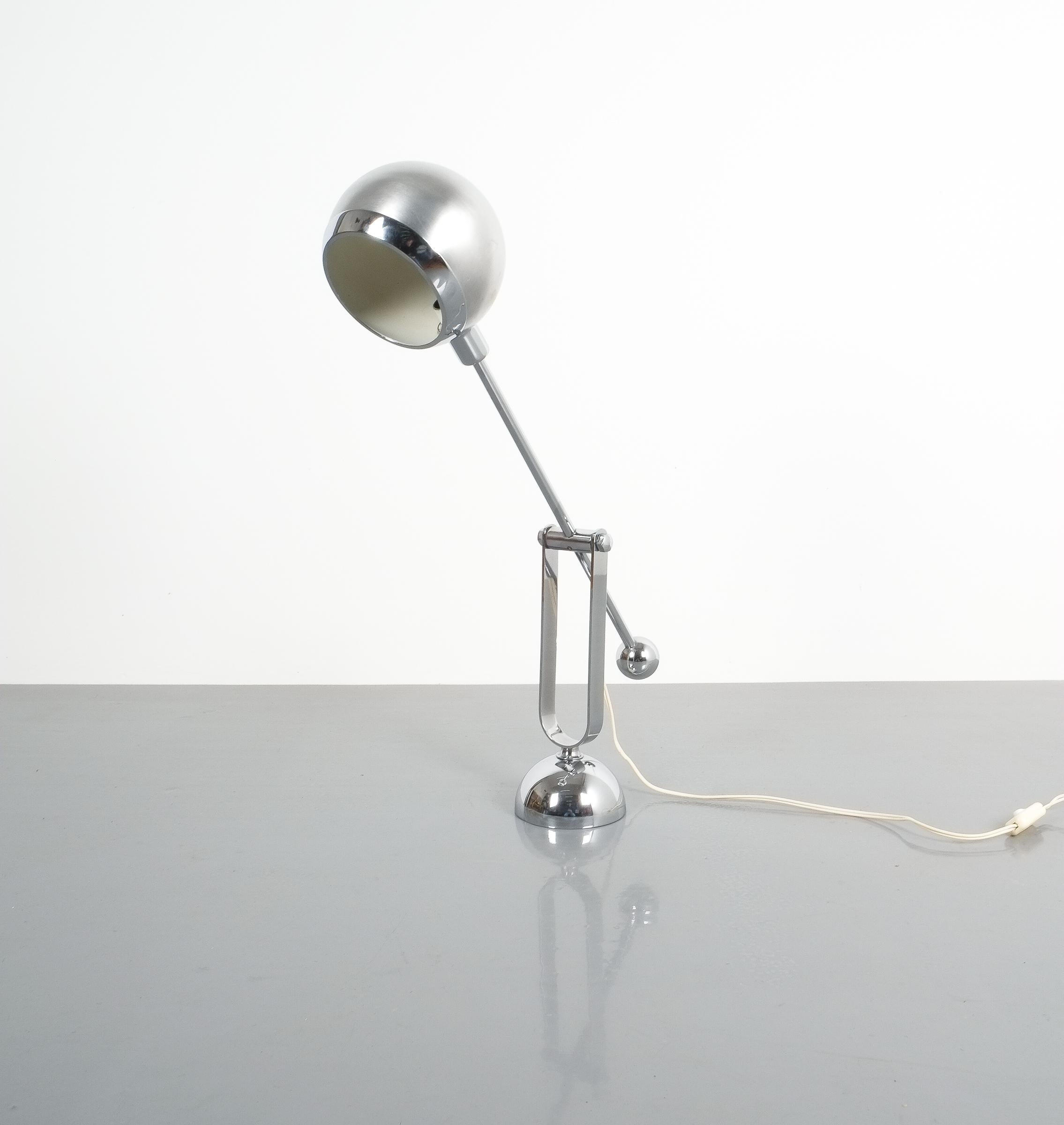 Pair of Italian Chrome Counterweight Table Lamp by Sergio Asti 2