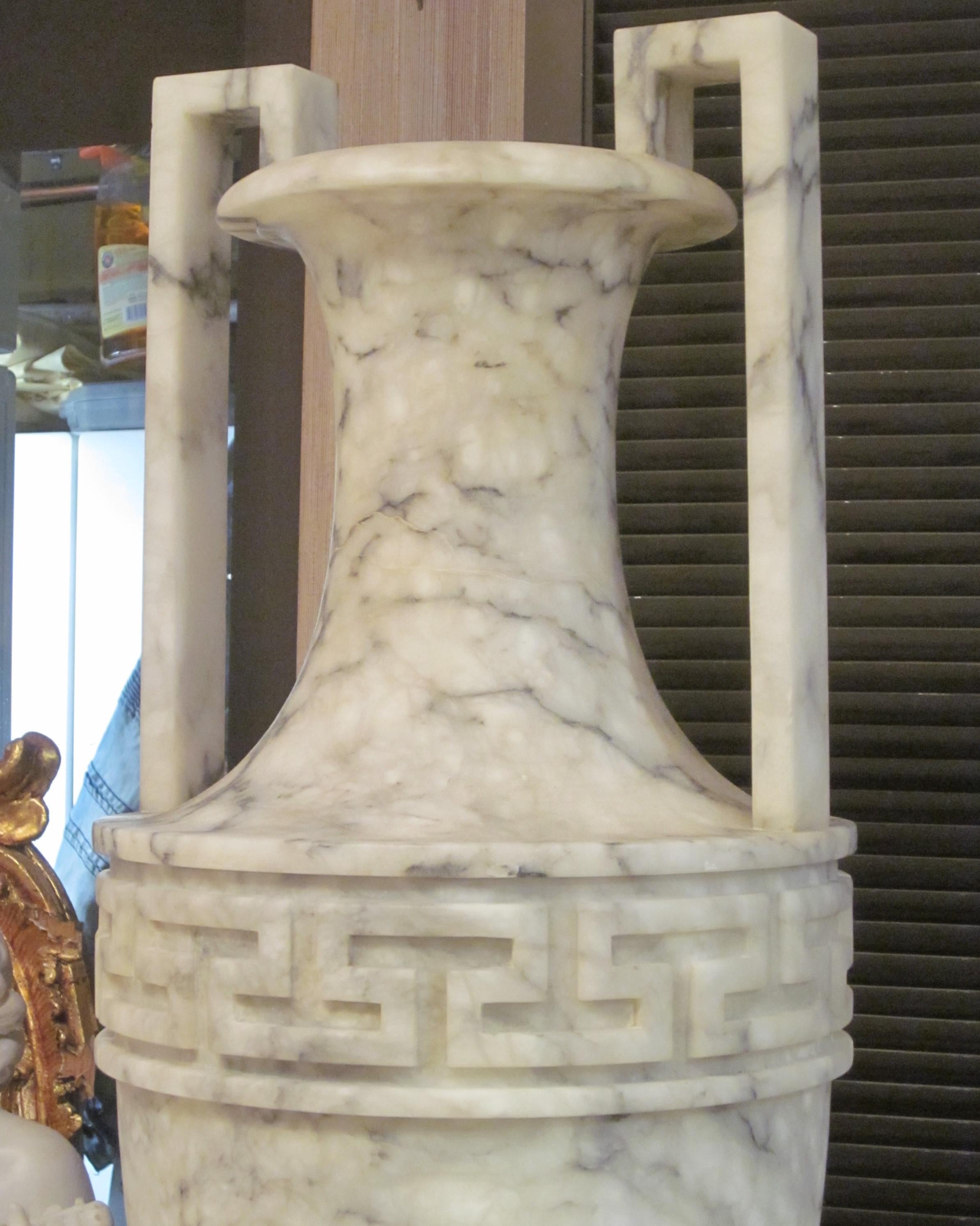 Early 20th Century Pair of Italian Classical Alabaster Vases