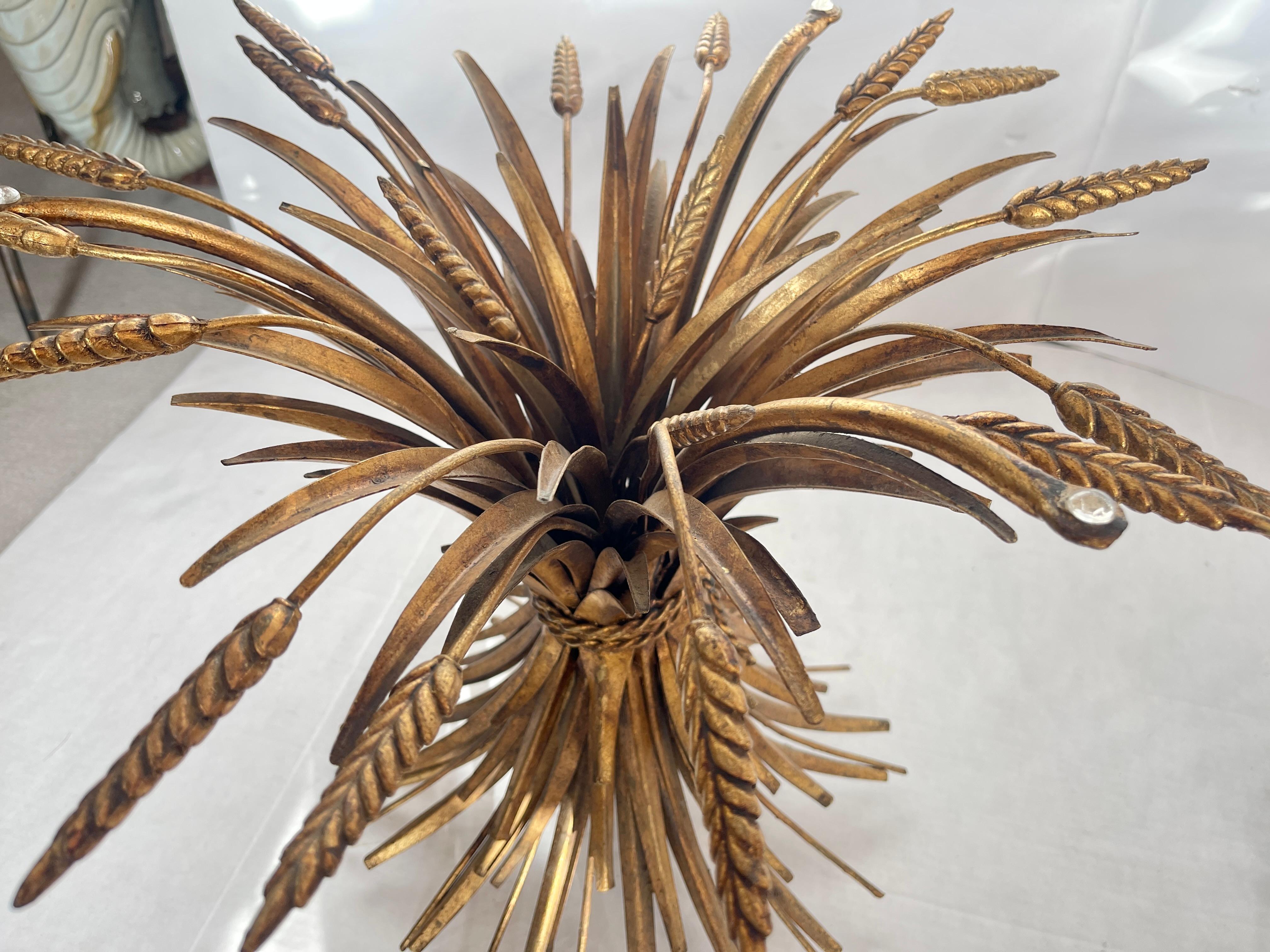 Pair Italian Coco Sheaf Of Wheat Gilt Side Tables, 1960s For Sale 4