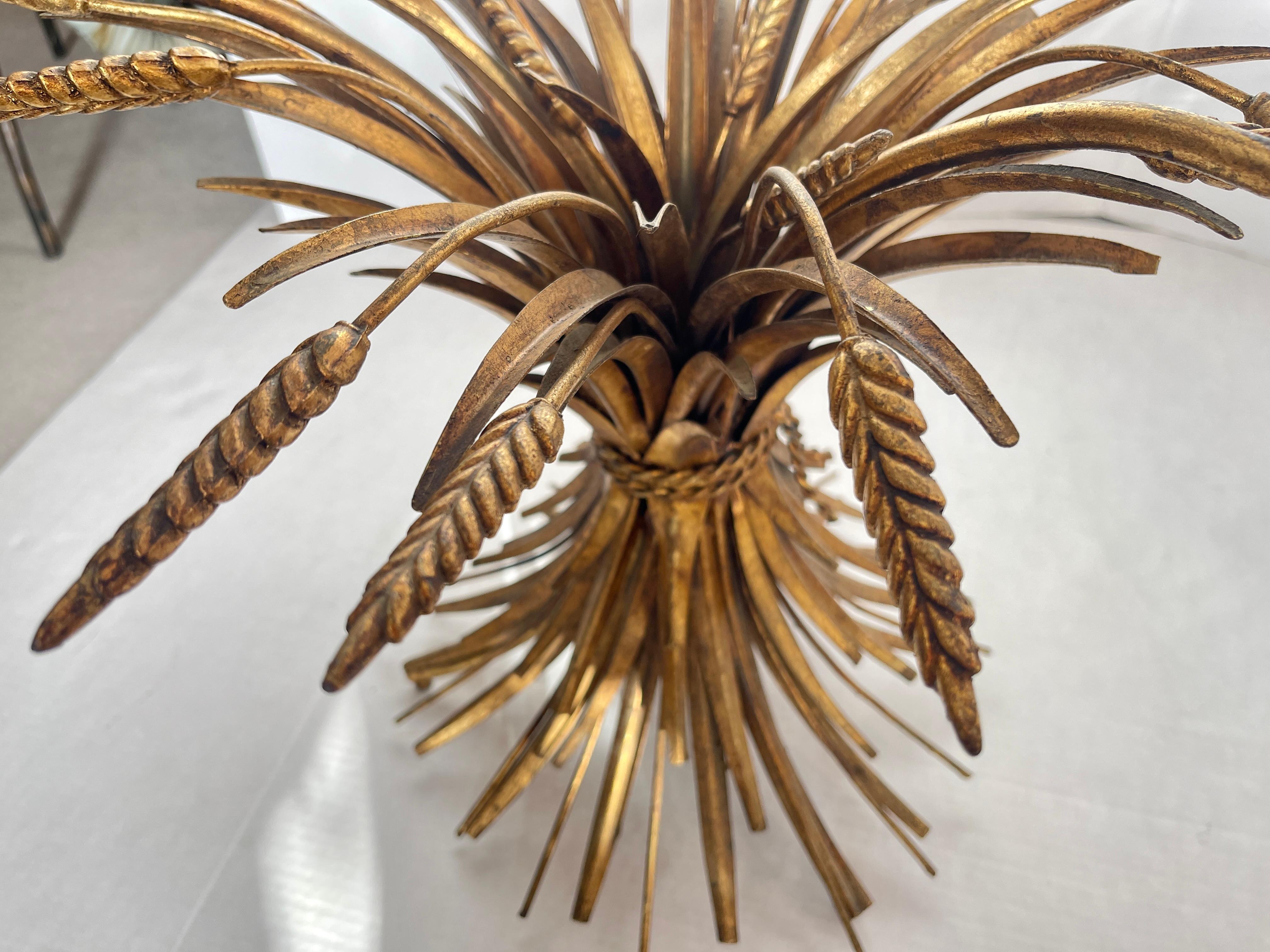 Pair Italian Coco Sheaf Of Wheat Gilt Side Tables, 1960s For Sale 5