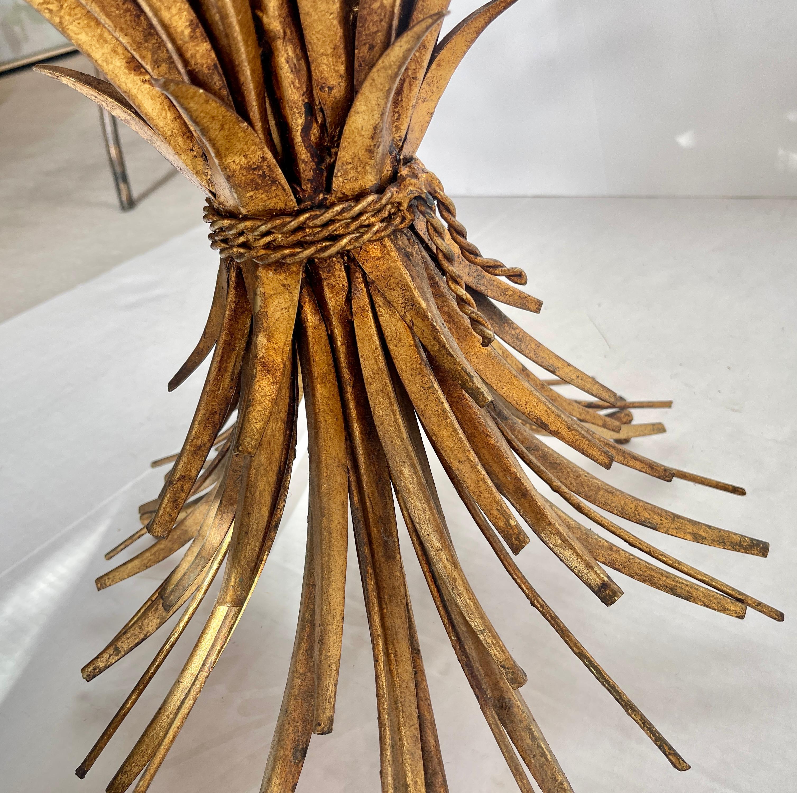 Pair Italian Coco Sheaf Of Wheat Gilt Side Tables, 1960s For Sale 6