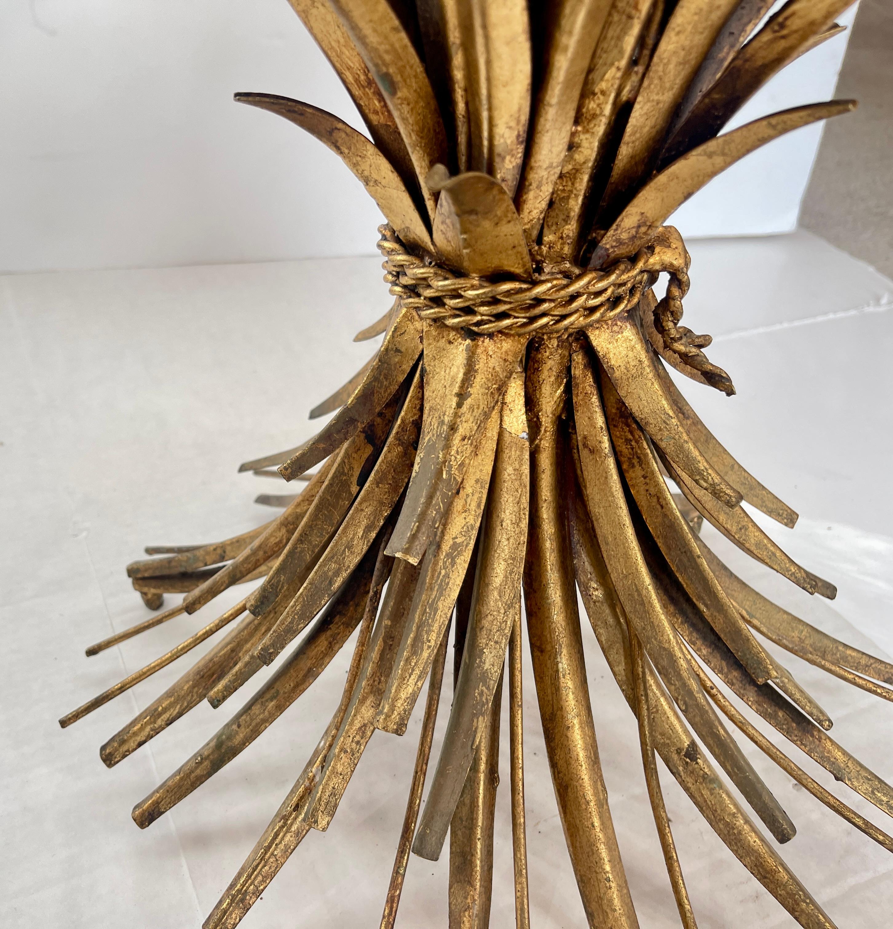 Pair Italian Coco Sheaf Of Wheat Gilt Side Tables, 1960s For Sale 7