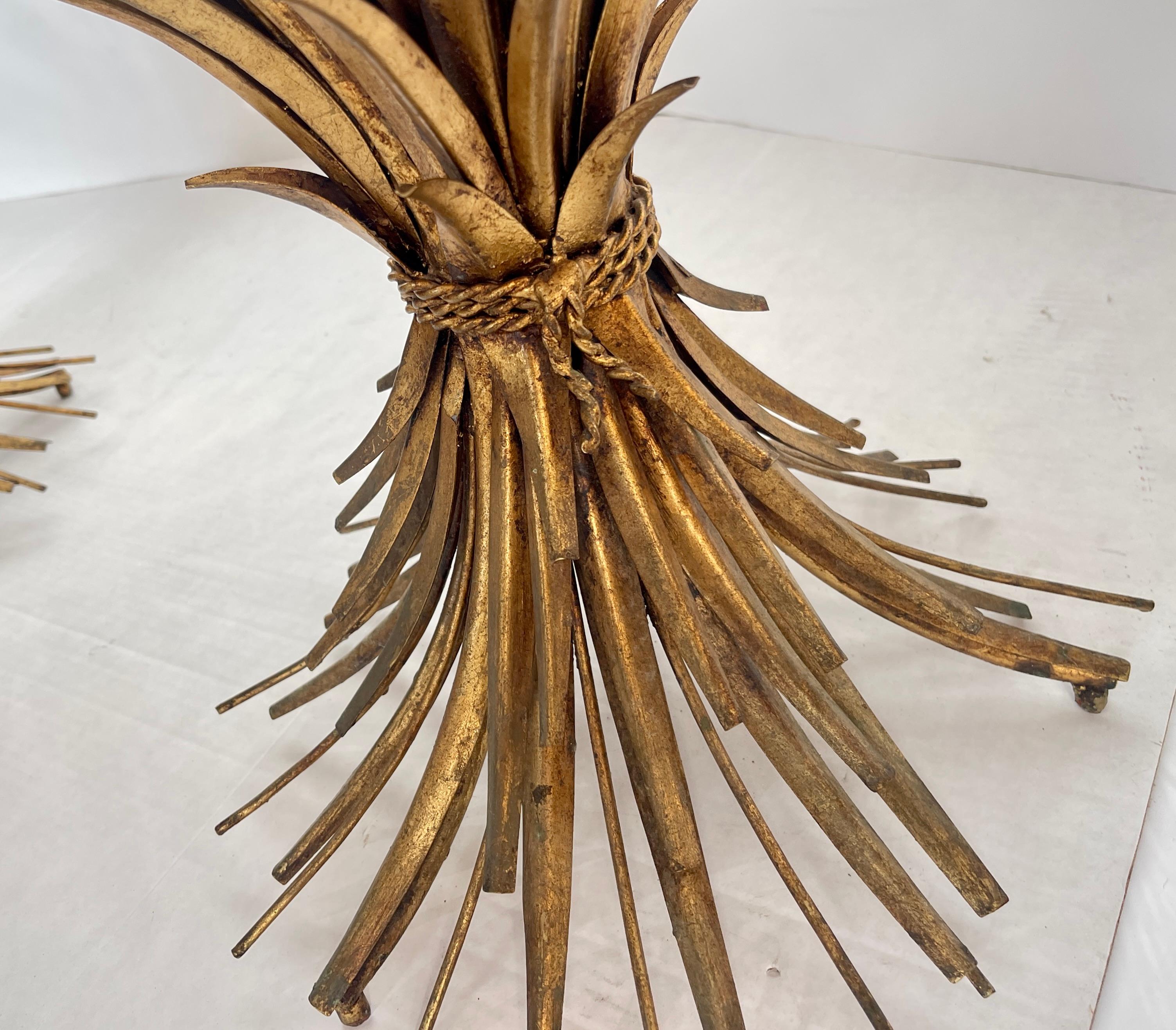 Pair Italian Coco Sheaf Of Wheat Gilt Side Tables, 1960s For Sale 8