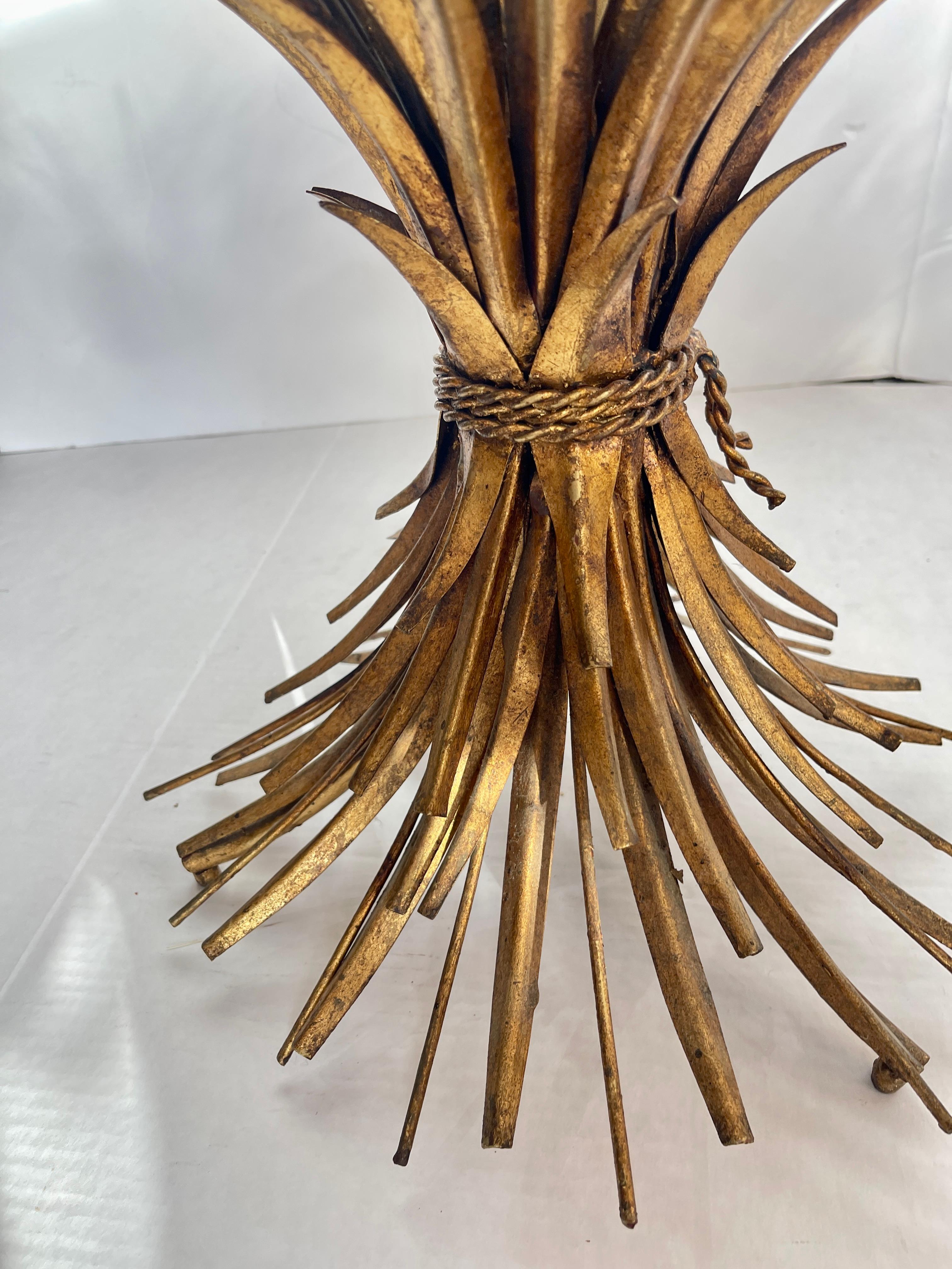 Pair Italian Coco Sheaf Of Wheat Gilt Side Tables, 1960s For Sale 10