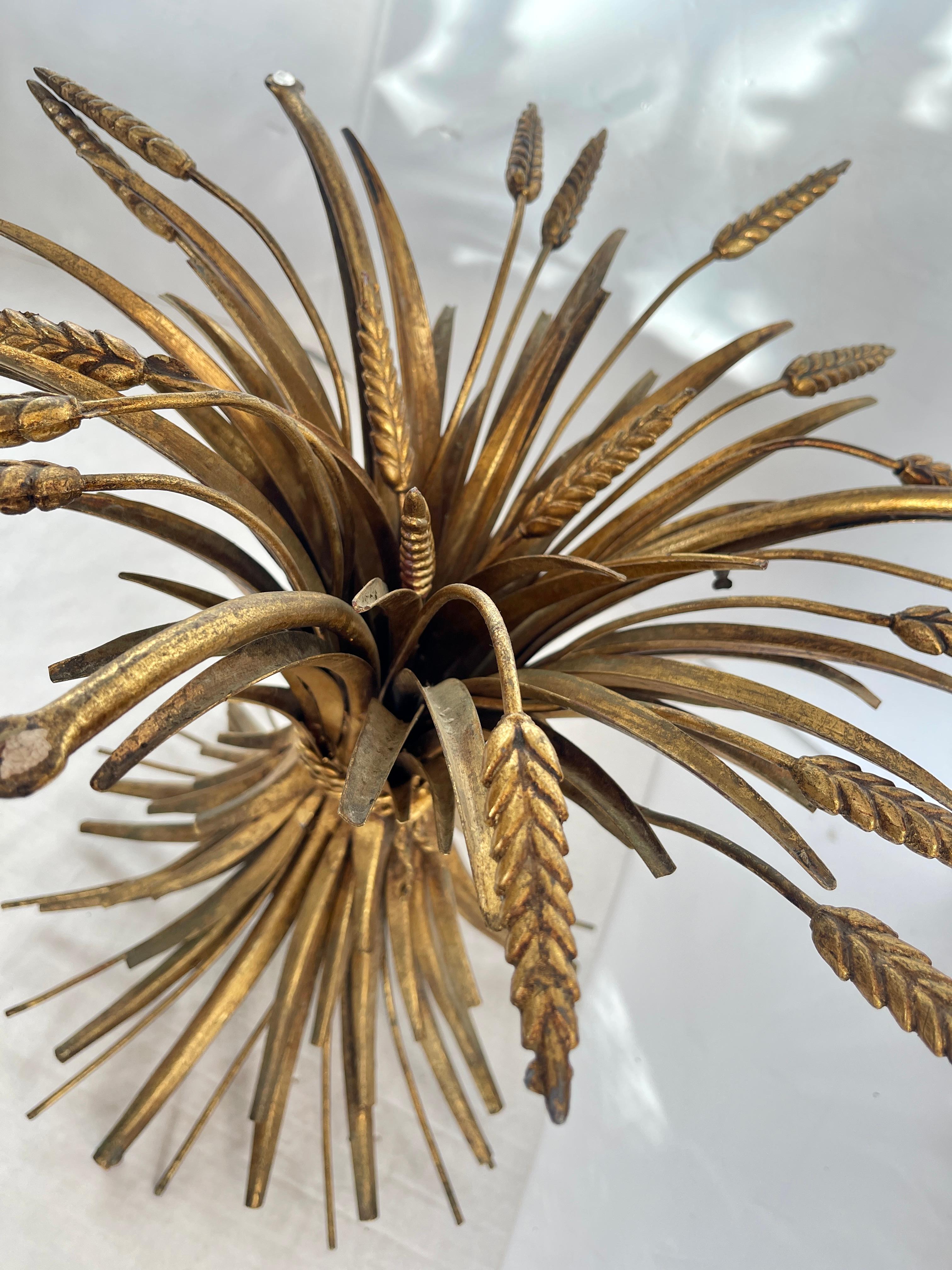 Pair Italian Coco Sheaf Of Wheat Gilt Side Tables, 1960s For Sale 12