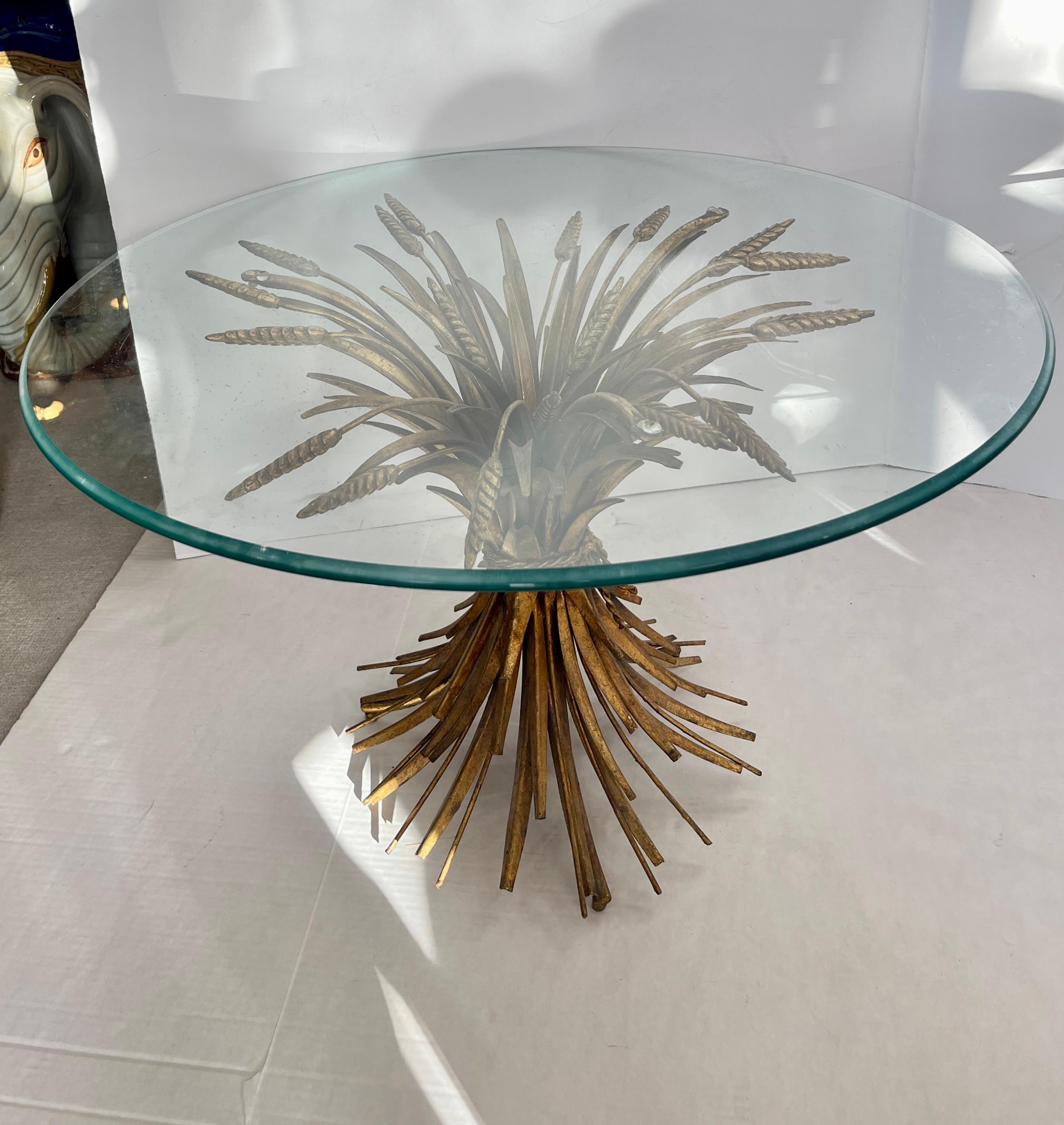 Pair Italian Coco Sheaf Of Wheat Gilt Side Tables, 1960s In Good Condition For Sale In West Palm Beach, FL
