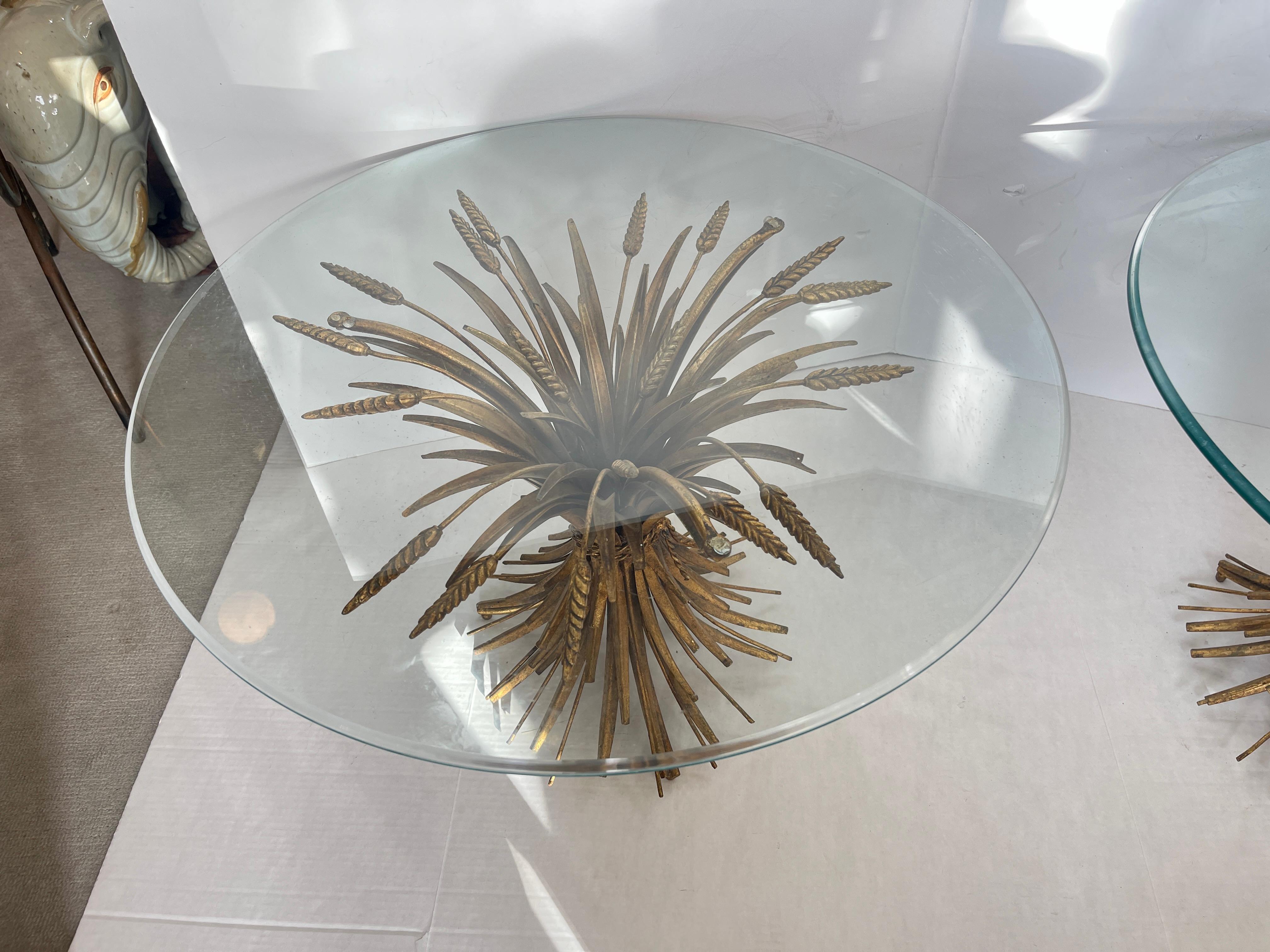 Pair Italian Coco Sheaf Of Wheat Gilt Side Tables, 1960s For Sale 1