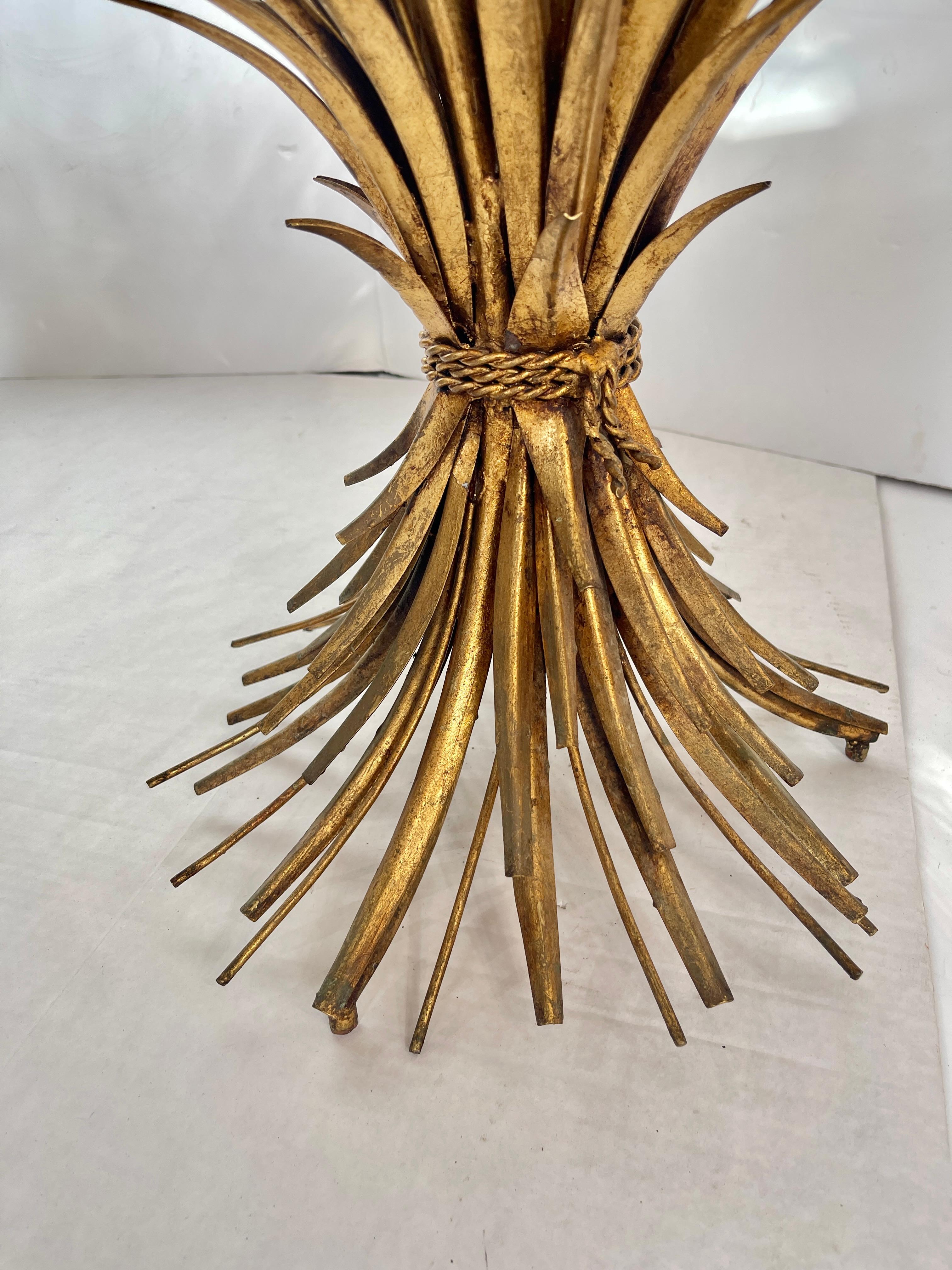 Pair Italian Coco Sheaf Of Wheat Gilt Side Tables, 1960s For Sale 2