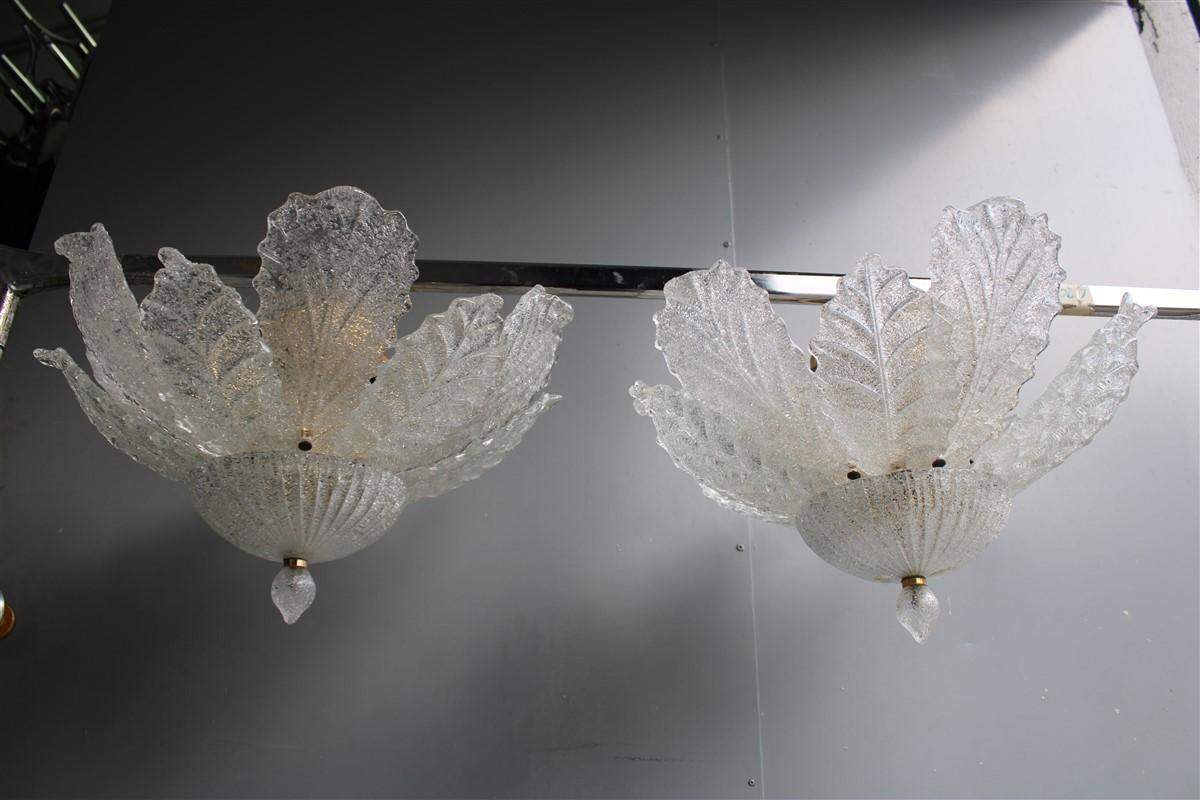 Pair Italian design flower chandelier Murano glass gold structure.
Only ceiling 6 light bulbs max 40 watt each.