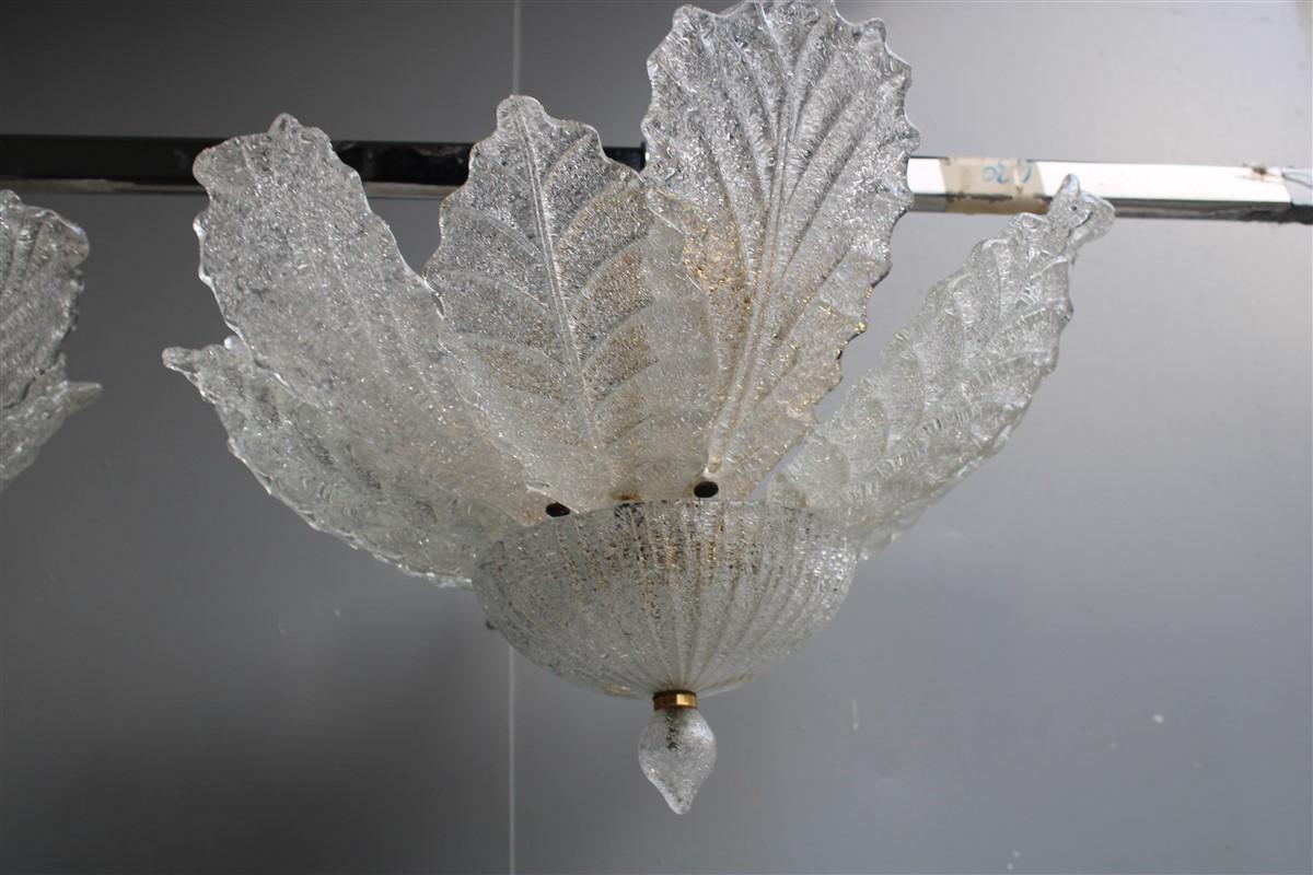 Pair Italian Design Flower Chandelier Murano Glass Gold Structure  1