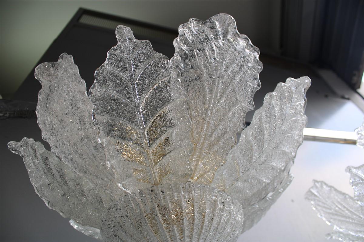 Pair Italian Design Flower Chandelier Murano Glass Gold Structure  4