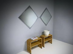 Pair of Italian Designer Midcentury Stainless Steel Wall Mirrors, 1960s, Italy