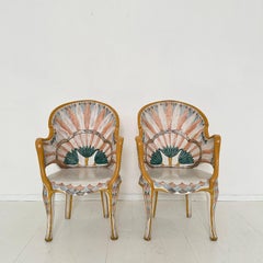 Pair Italian Dining Chairs in the Egyptian Revival, Carved and Painted, 1970s