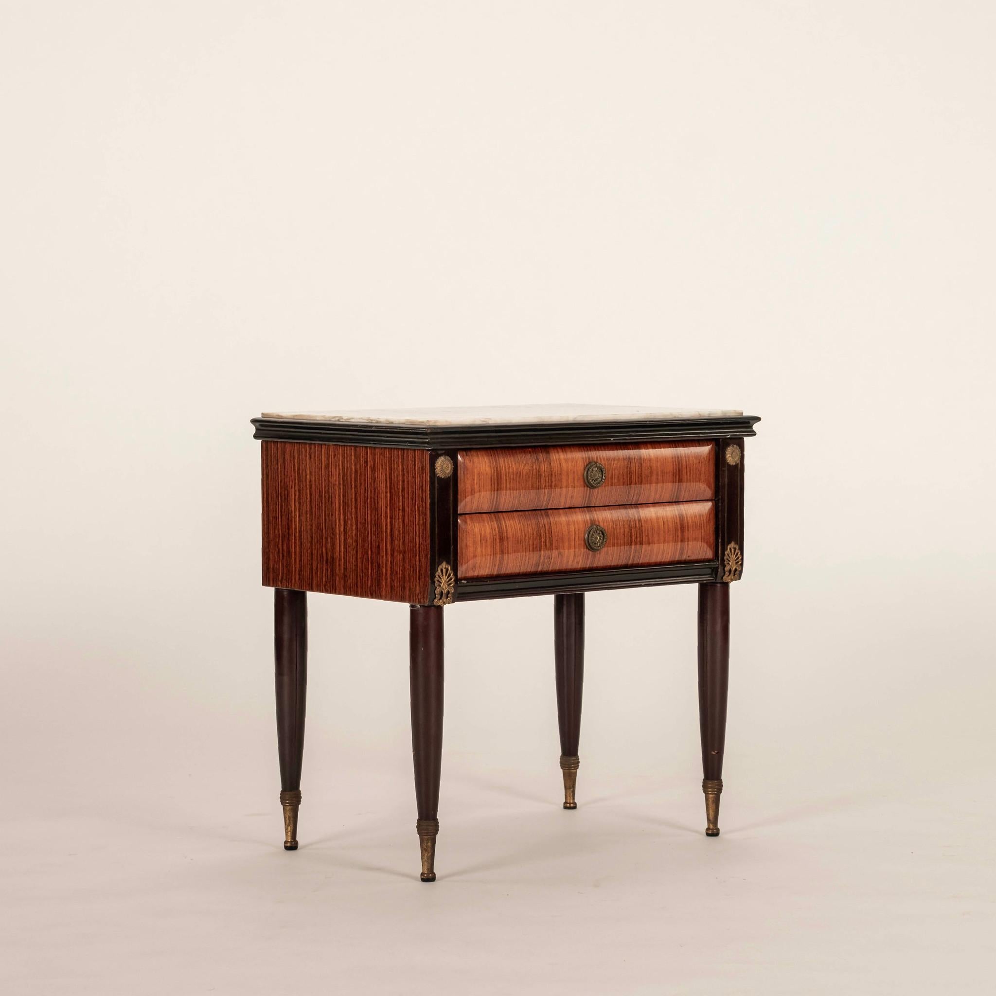 Lacquered Pair Italian Directoire Style Nightstands For Sale