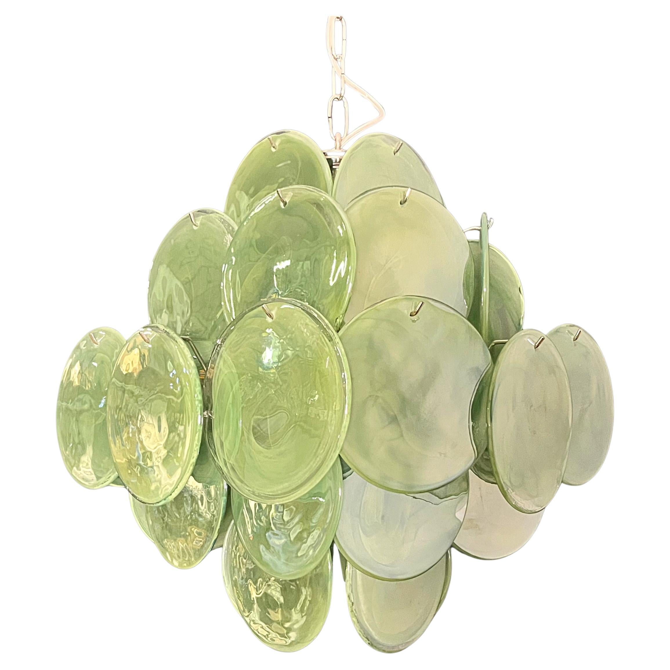 Paire de lustres italiens à disque de Murano en vente 5