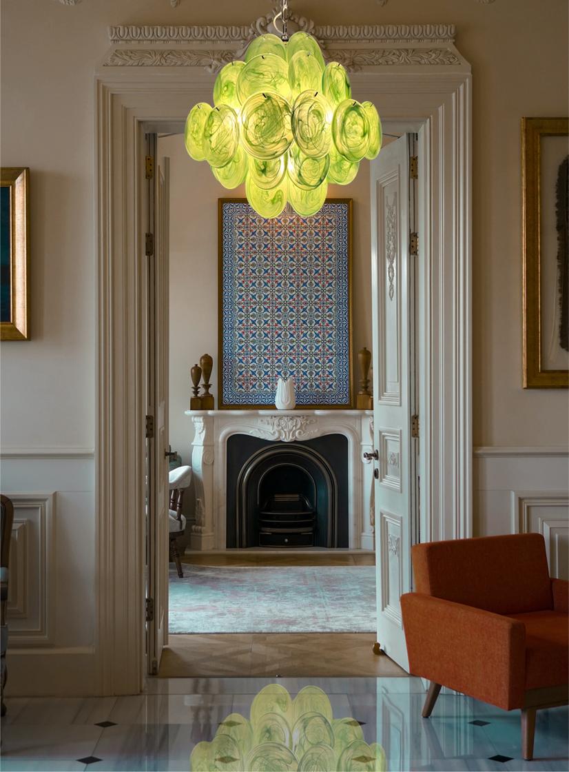 Paire de lustres italiens à disque de Murano en vente 6