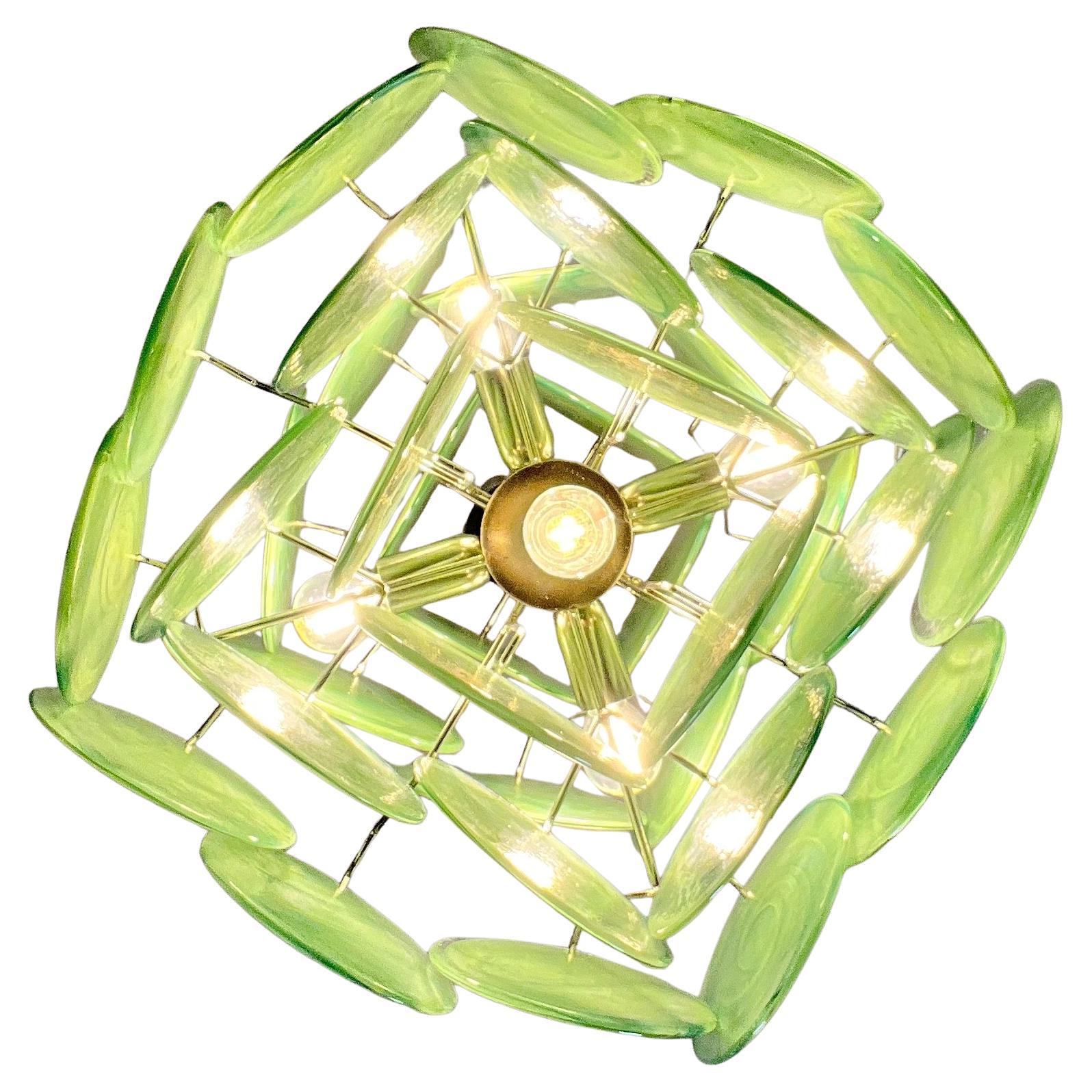 Paire de lustres italiens à disque de Murano en vente 7