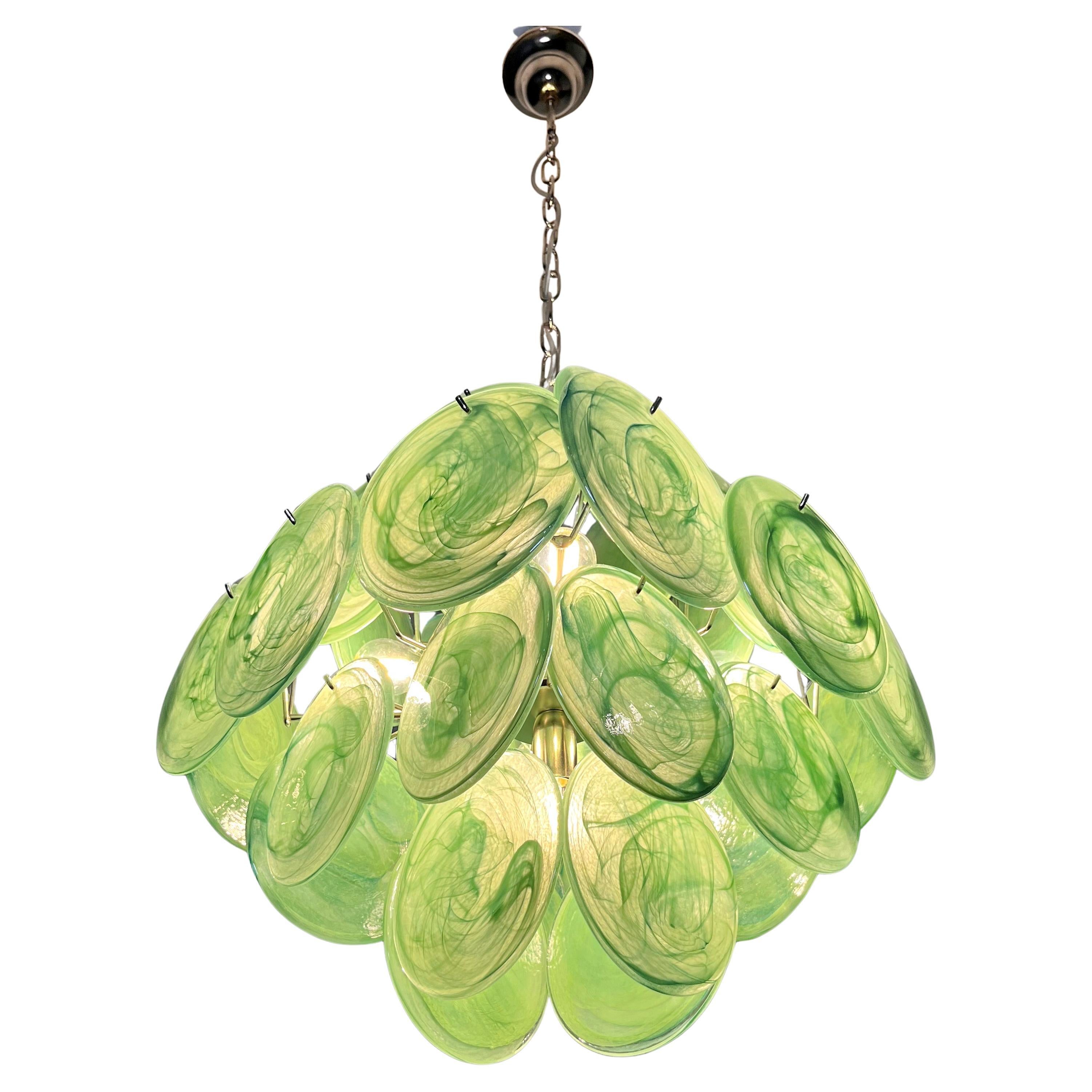 Paire de lustres italiens à disque de Murano en vente 8