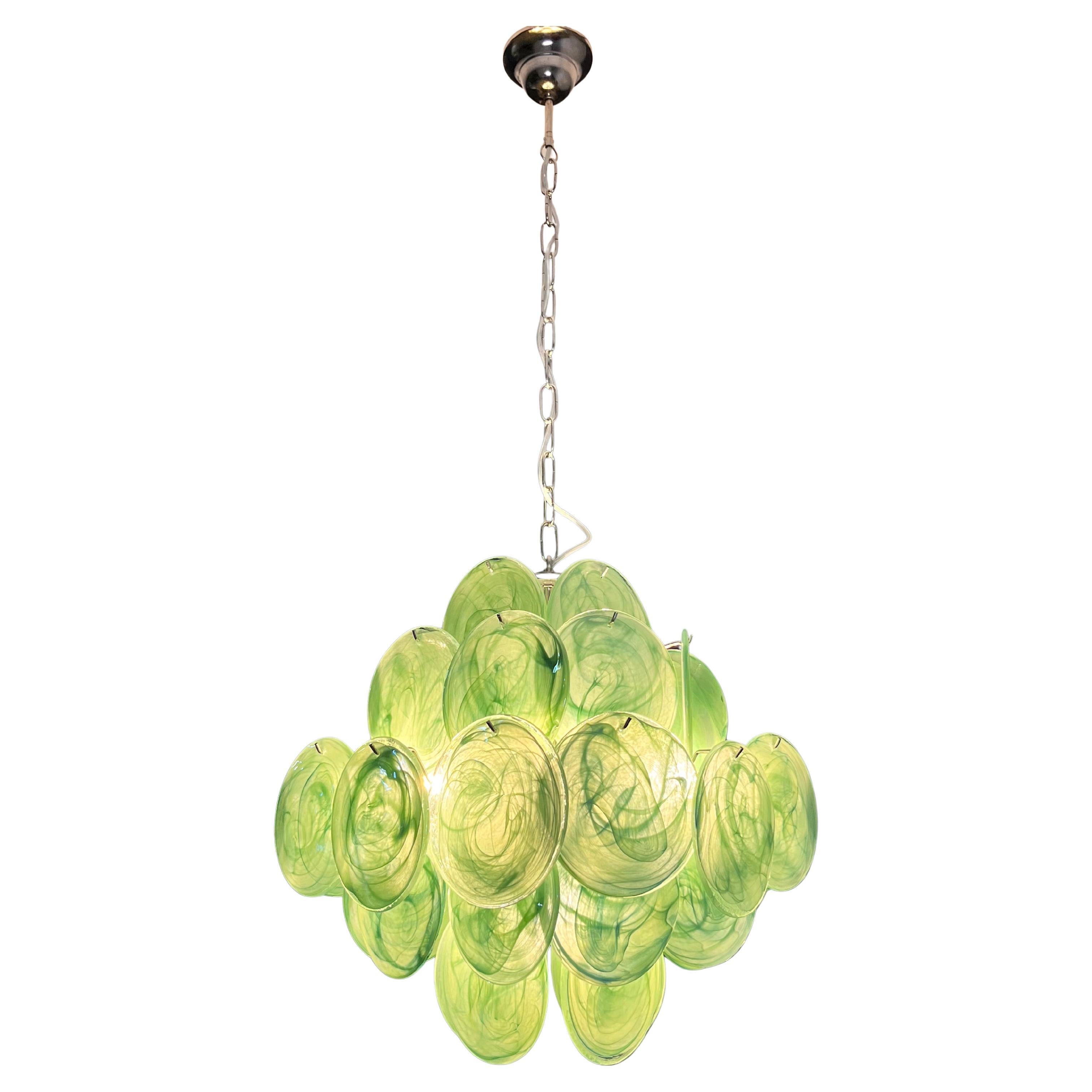 Paire de lustres italiens à disque de Murano en vente 13