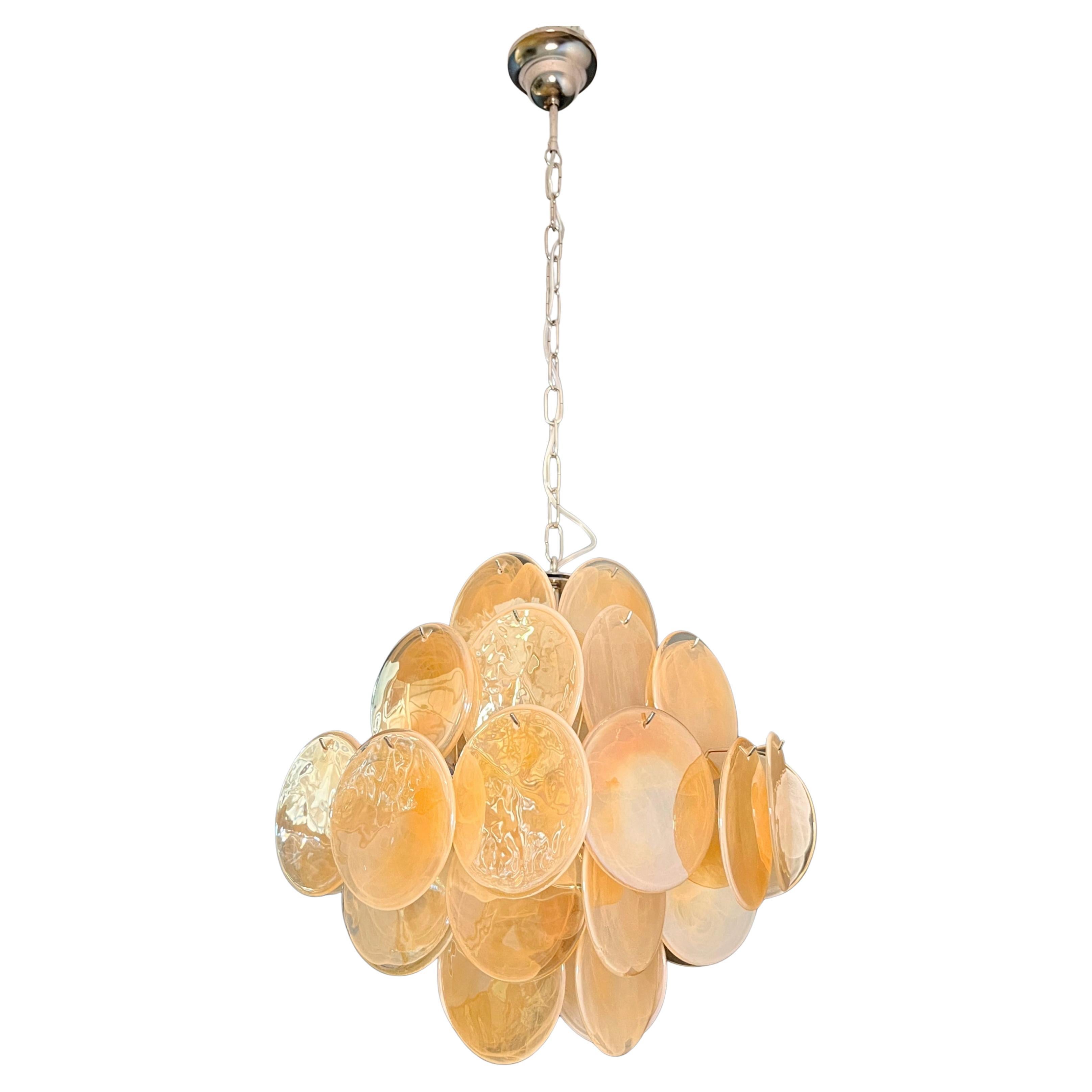 Paire de lustres italiens à disque de Murano en vente 13