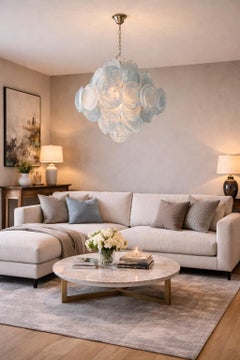 Pair Italian Disc Murano chandeliers