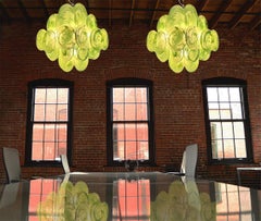 Pair Italian Disc Murano chandeliers