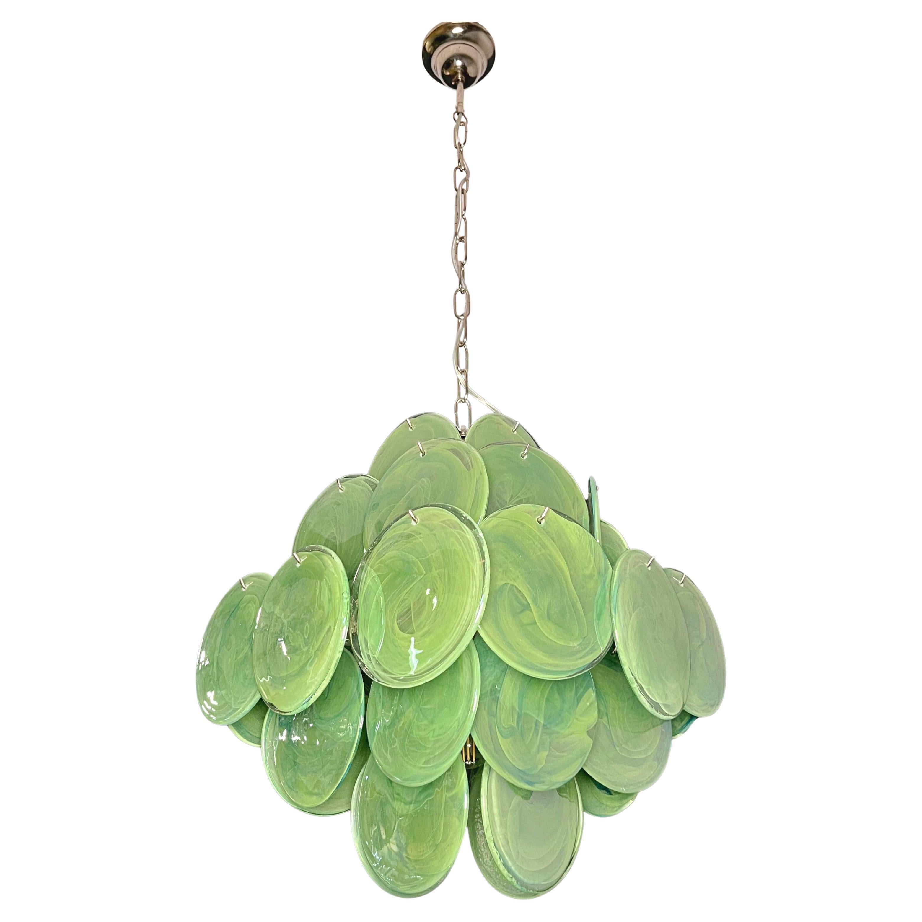 Paire de lustres italiens à disque de Murano en vente 3