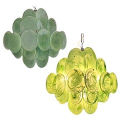 Pair Italian Disc Murano chandeliers
