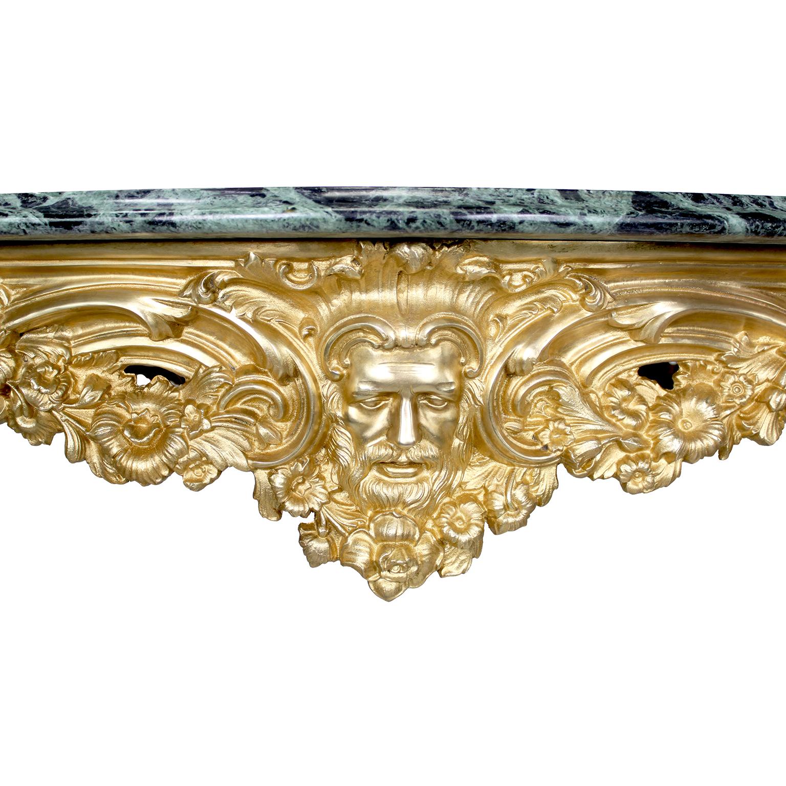 Pair Italian Early 20th Century Rococo-Style Gilt-Bronze Center Tables/Consoles  For Sale 7