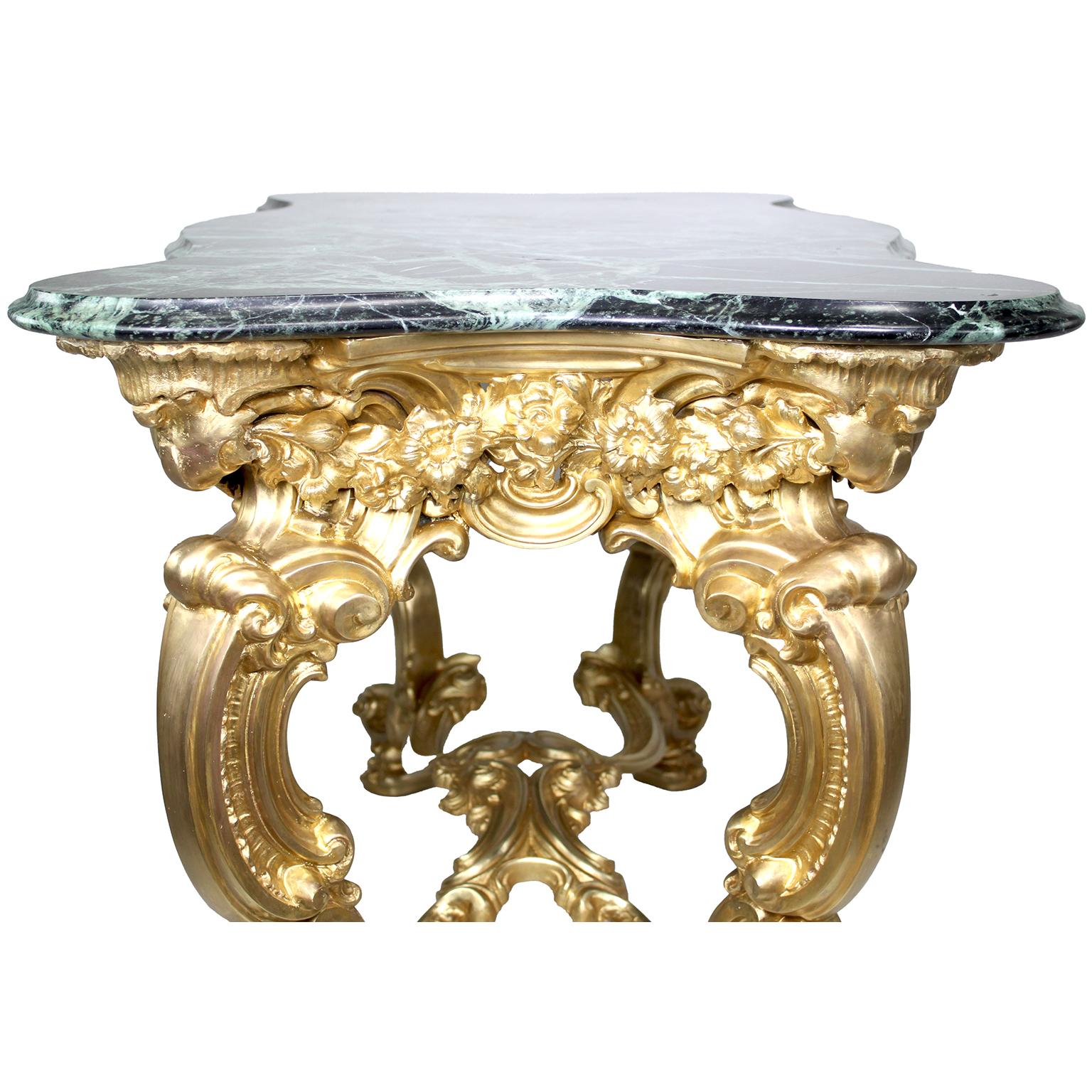 Pair Italian Early 20th Century Rococo-Style Gilt-Bronze Center Tables/Consoles  For Sale 8