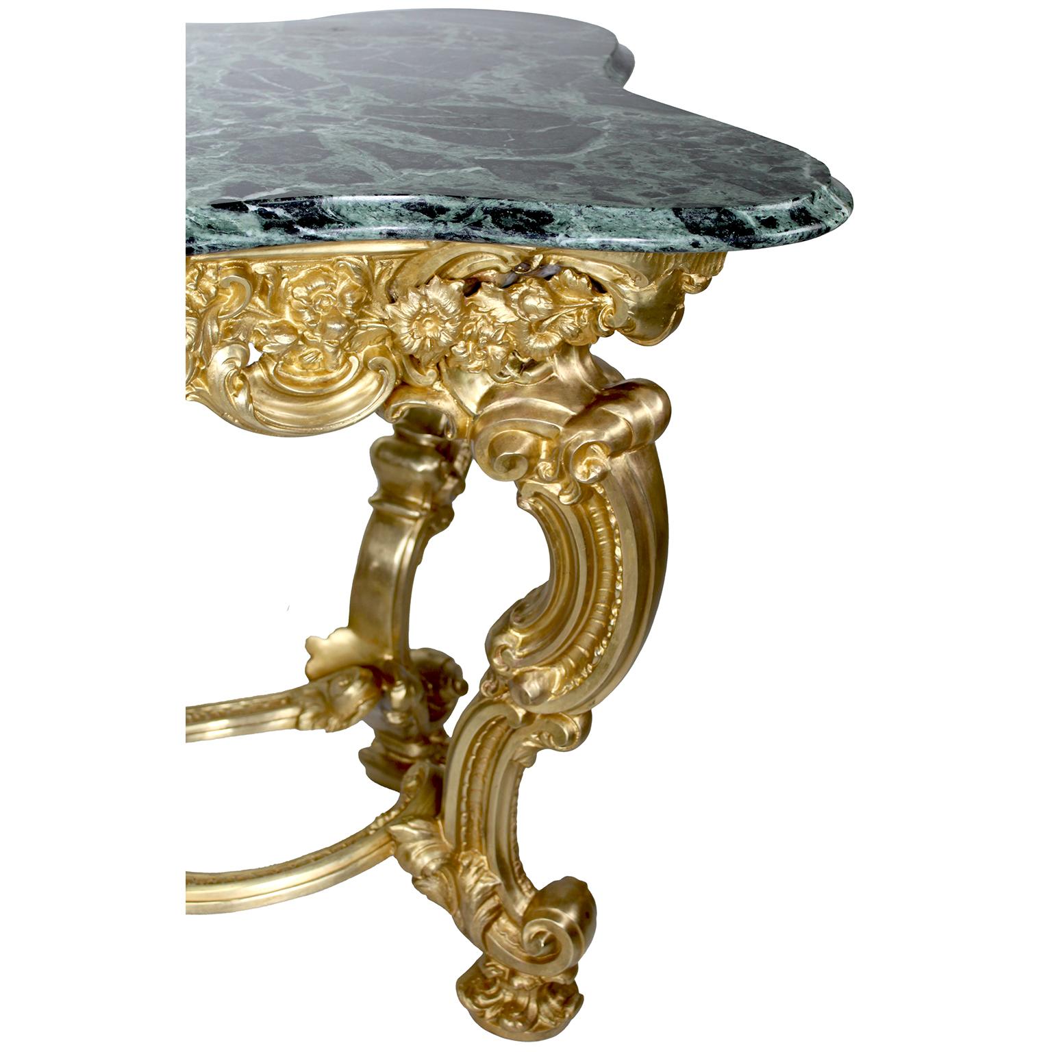 Pair Italian Early 20th Century Rococo-Style Gilt-Bronze Center Tables/Consoles  For Sale 9