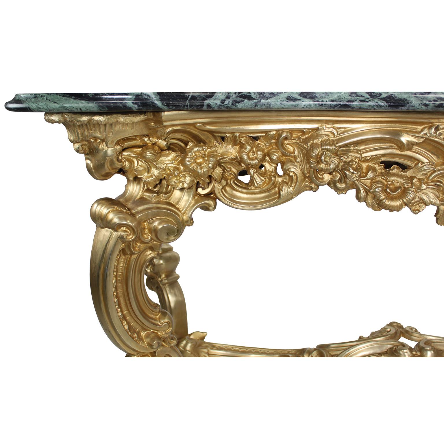 Pair Italian Early 20th Century Rococo-Style Gilt-Bronze Center Tables/Consoles  For Sale 10