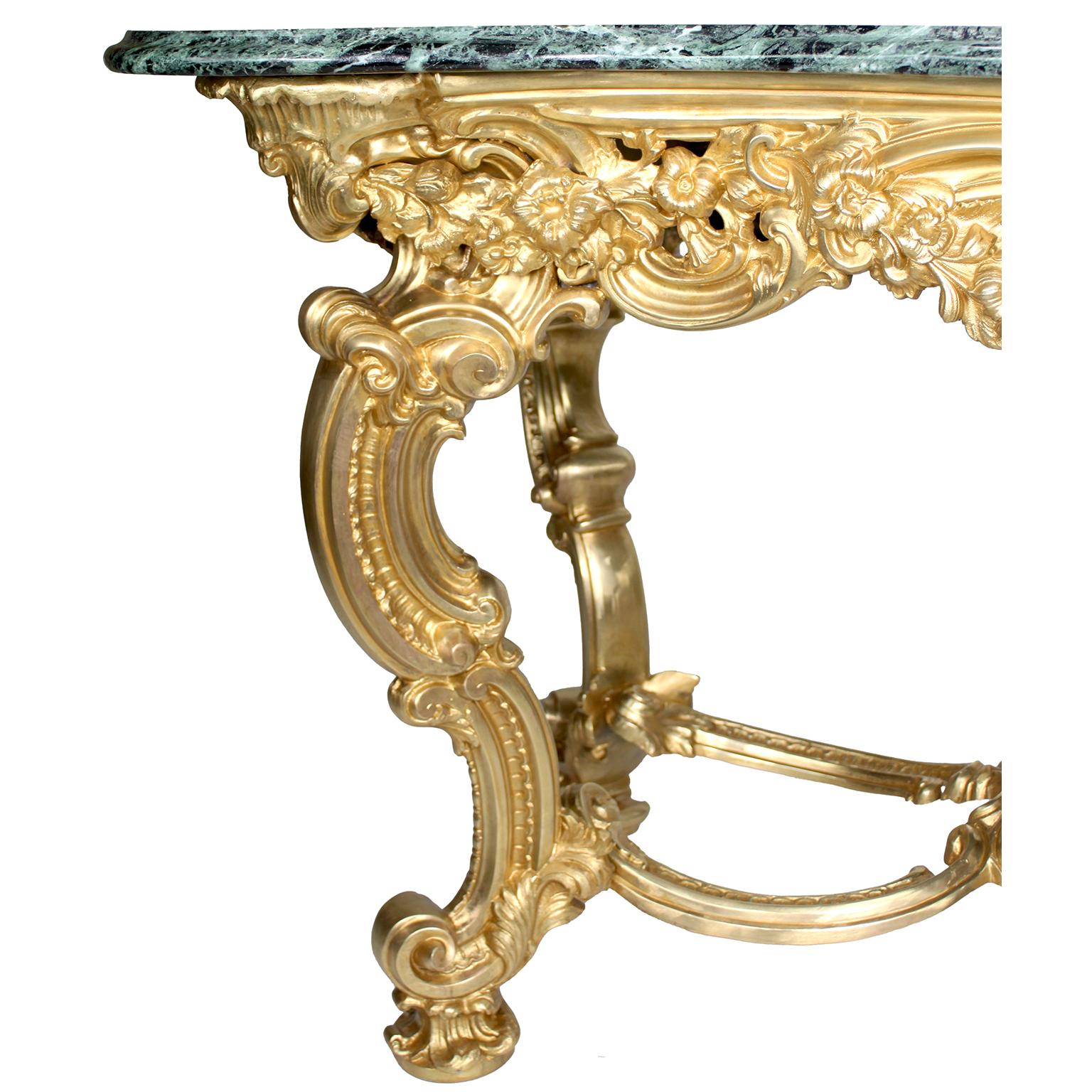 Pair Italian Early 20th Century Rococo-Style Gilt-Bronze Center Tables/Consoles  For Sale 11