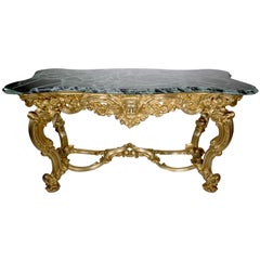 Pair Italian Early 20th Century Rococo-Style Gilt-Bronze Center Tables/Consoles
