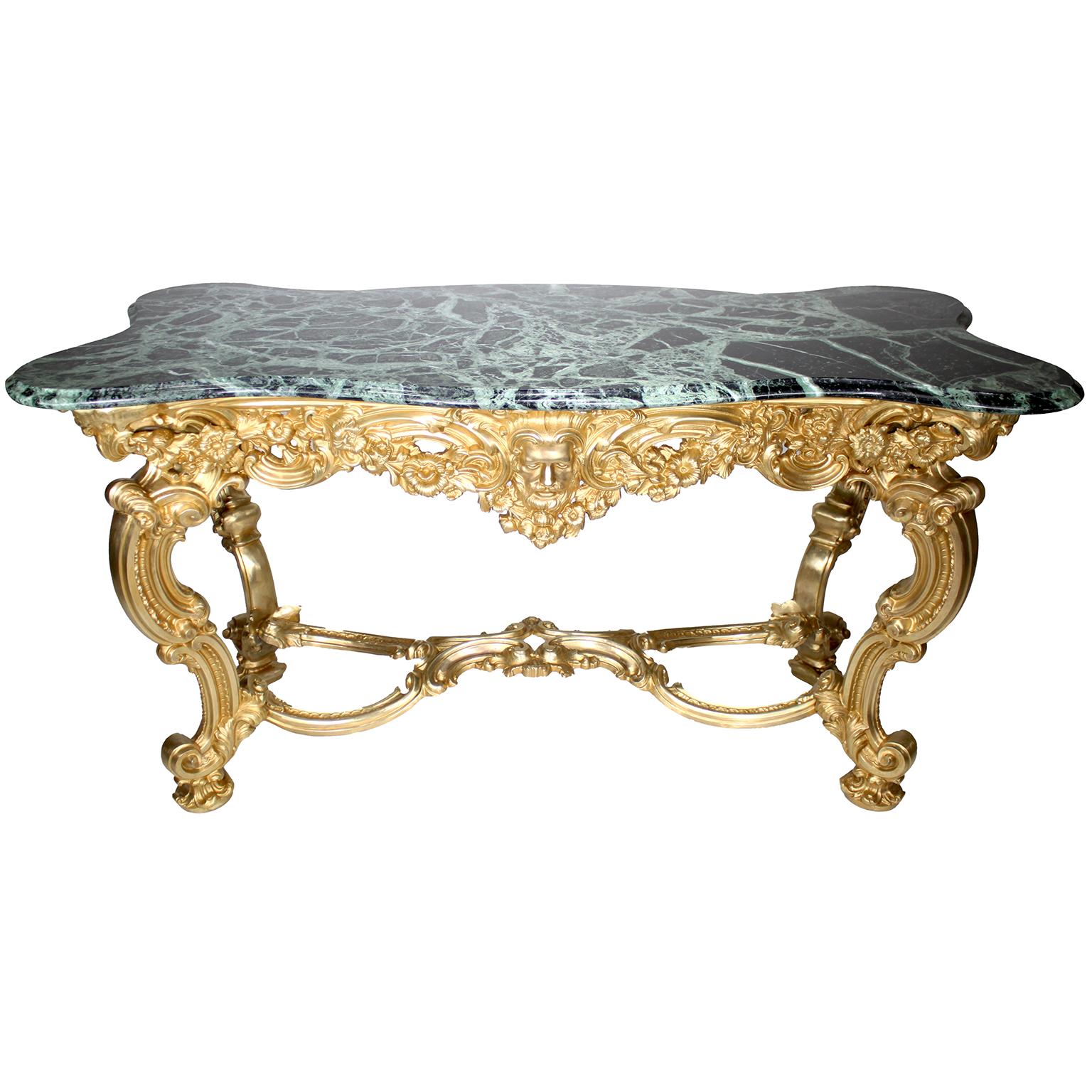 Pair Italian Early 20th Century Rococo-Style Gilt-Bronze Center Tables/Consoles  For Sale 2