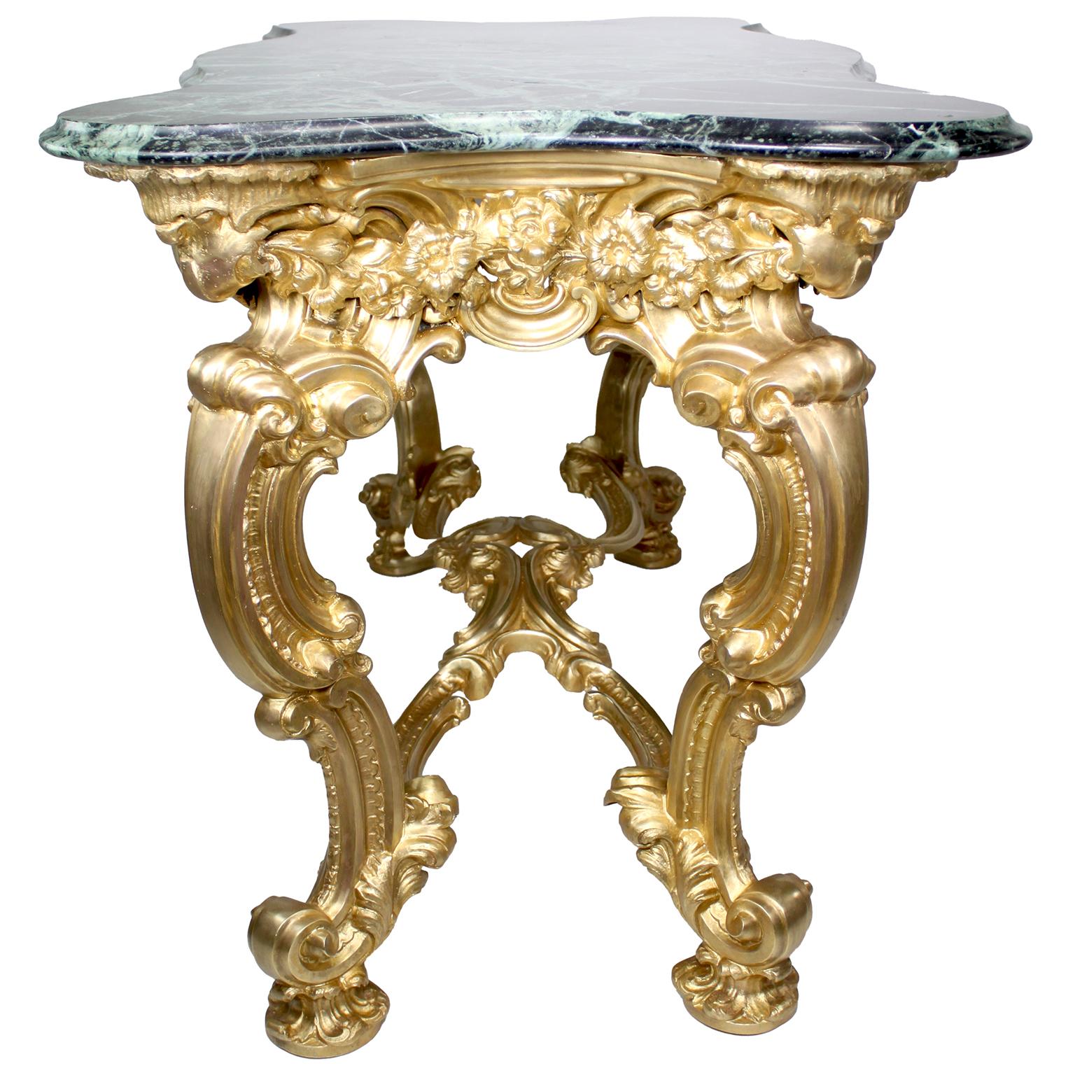 Pair Italian Early 20th Century Rococo-Style Gilt-Bronze Center Tables/Consoles  For Sale 3