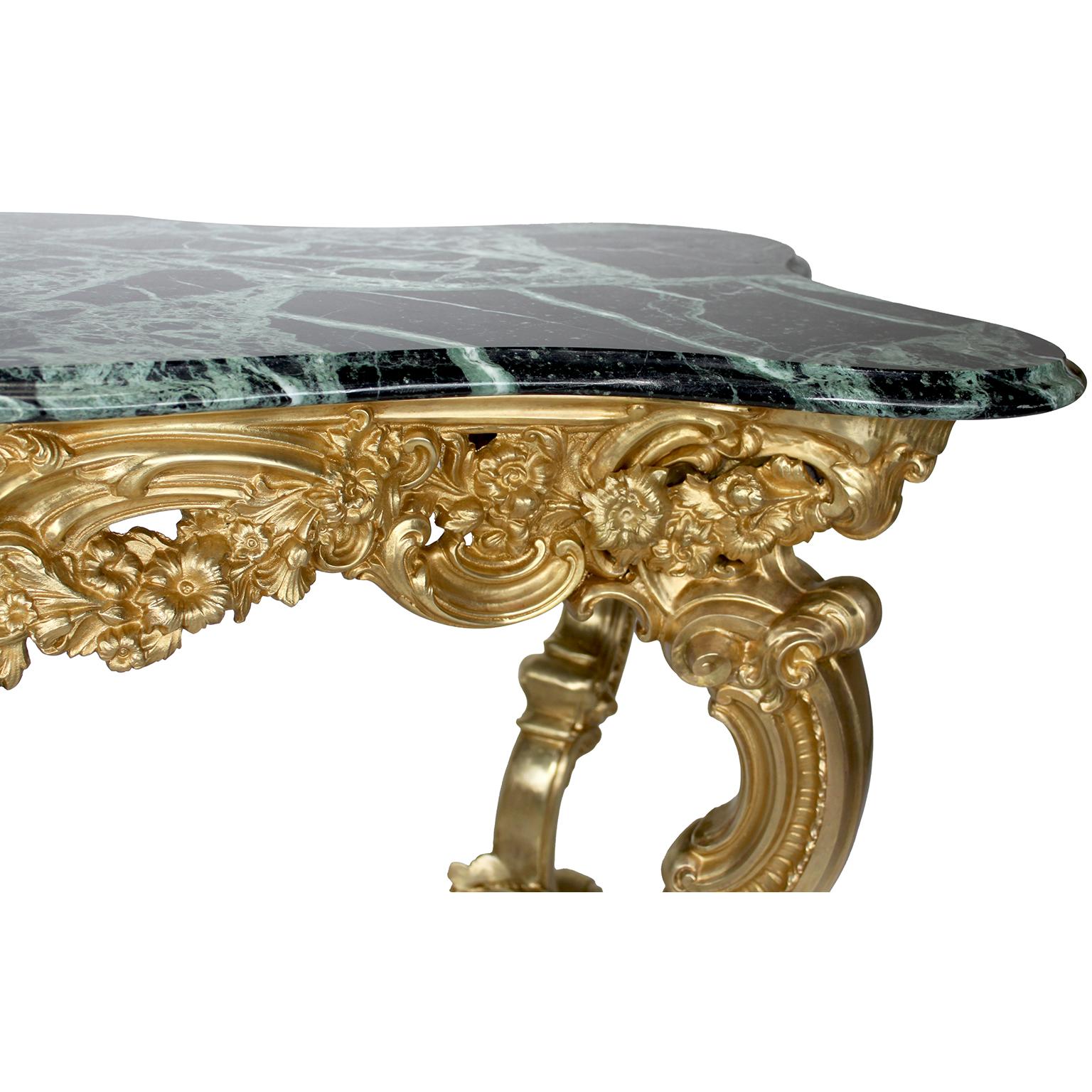 Pair Italian Early 20th Century Rococo-Style Gilt-Bronze Center Tables/Consoles  For Sale 4