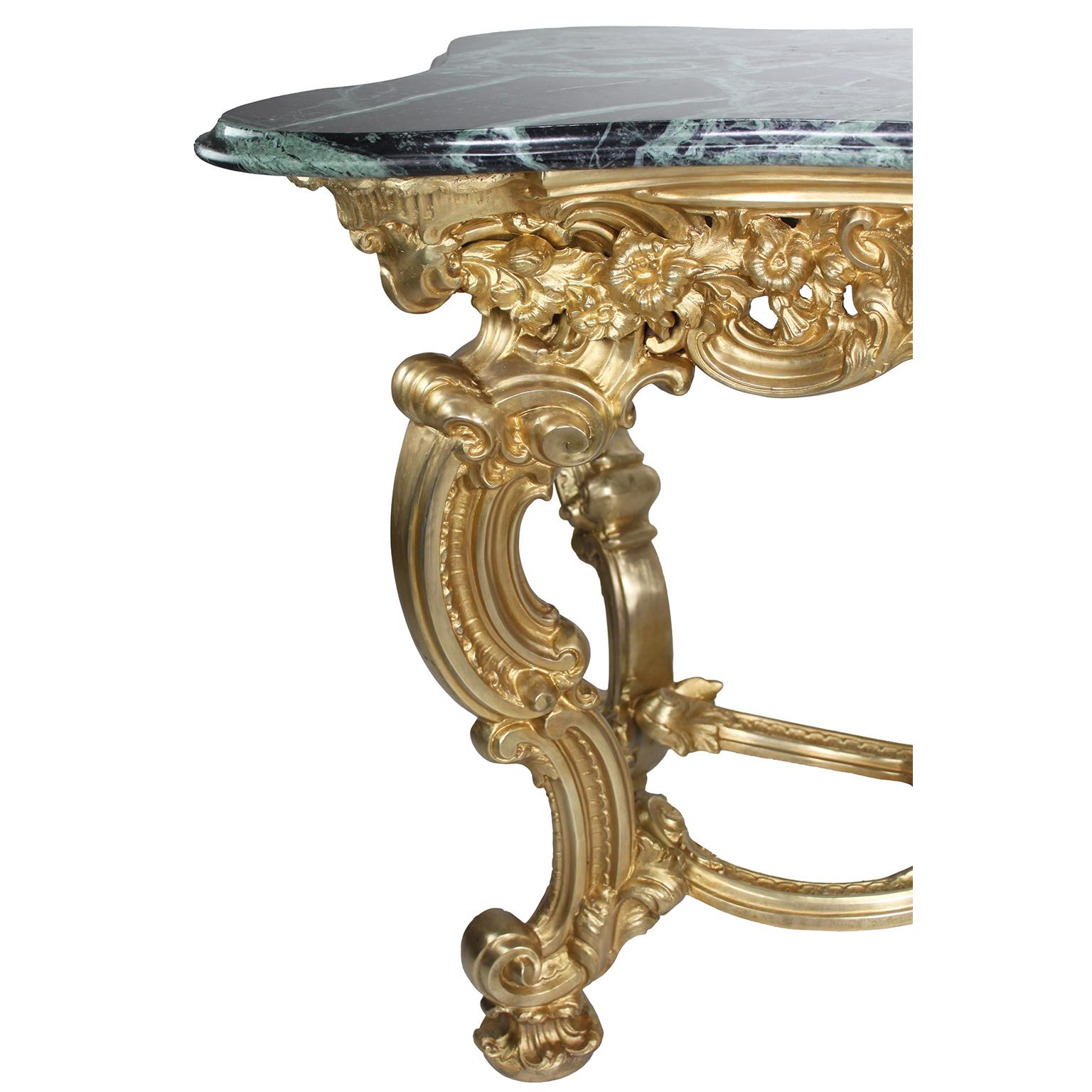 Pair Italian Early 20th Century Rococo-Style Gilt-Bronze Center Tables/Consoles  For Sale 6