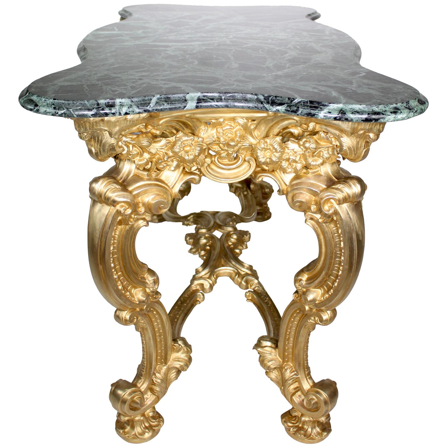 Pair Italian Early 20th Century Rococo-Style Gilt-Bronze Center Tables/Consoles  For Sale 5