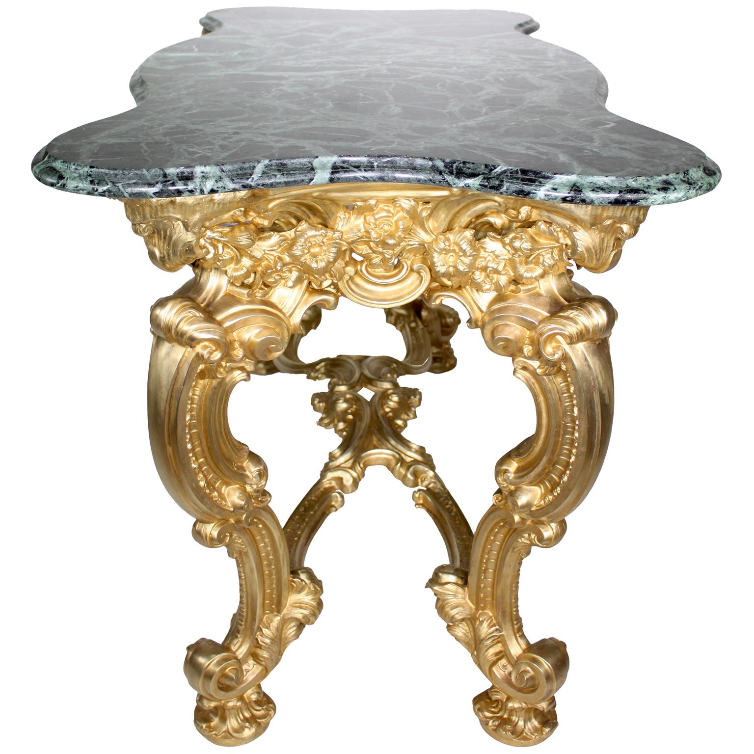 Paar italienische Rokoko-Mitteltische/Konsolen aus vergoldeter Bronze des frühen 20. im Angebot 2