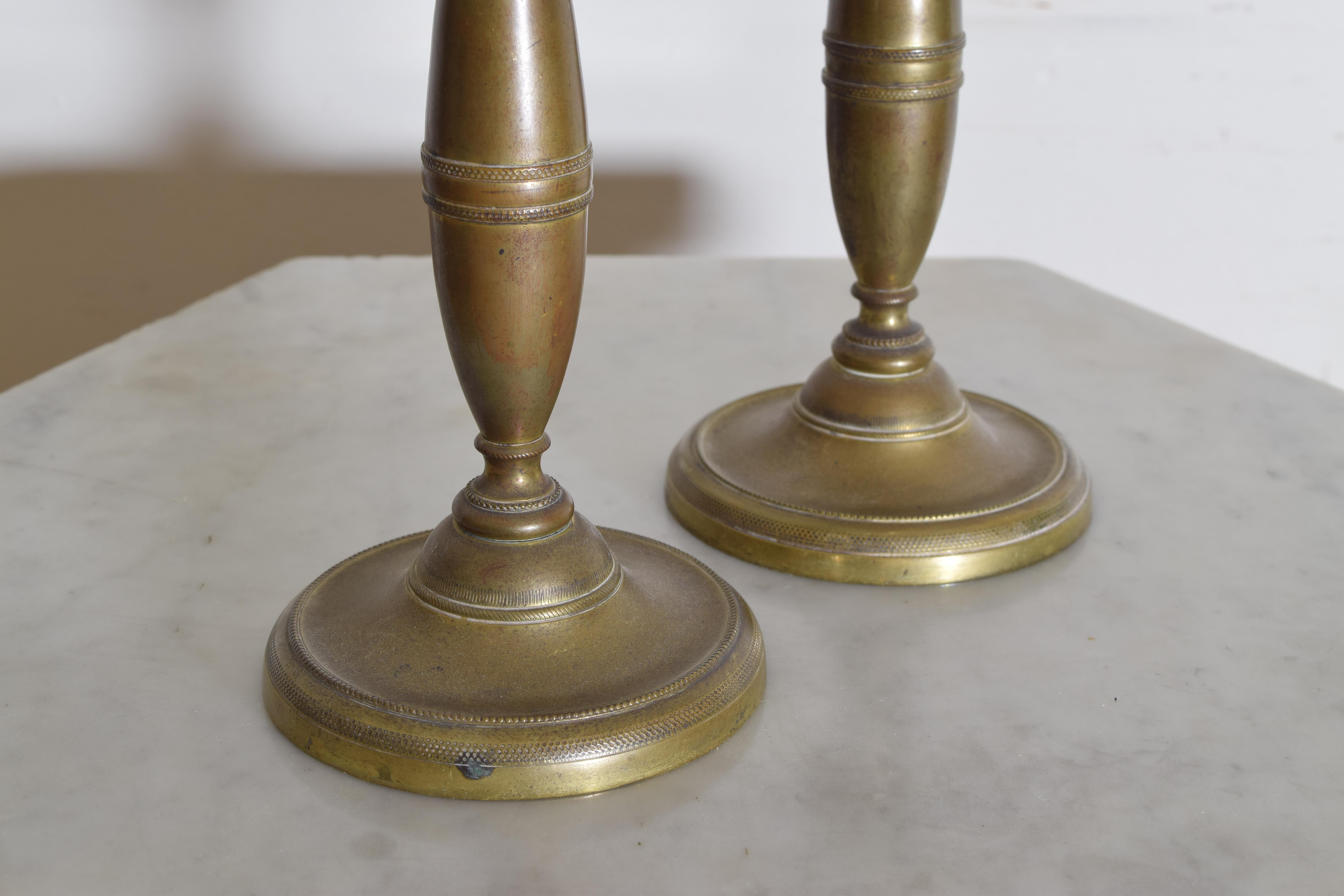 Pair Italian Empire Period Brass 3-Light Figural Candelabras, Early 19th Century For Sale 4