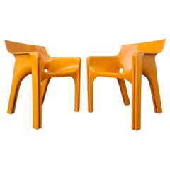 Pair Italian Gaudi Chairs Designed by Vico Magistretti for Artemide, Italy 70s